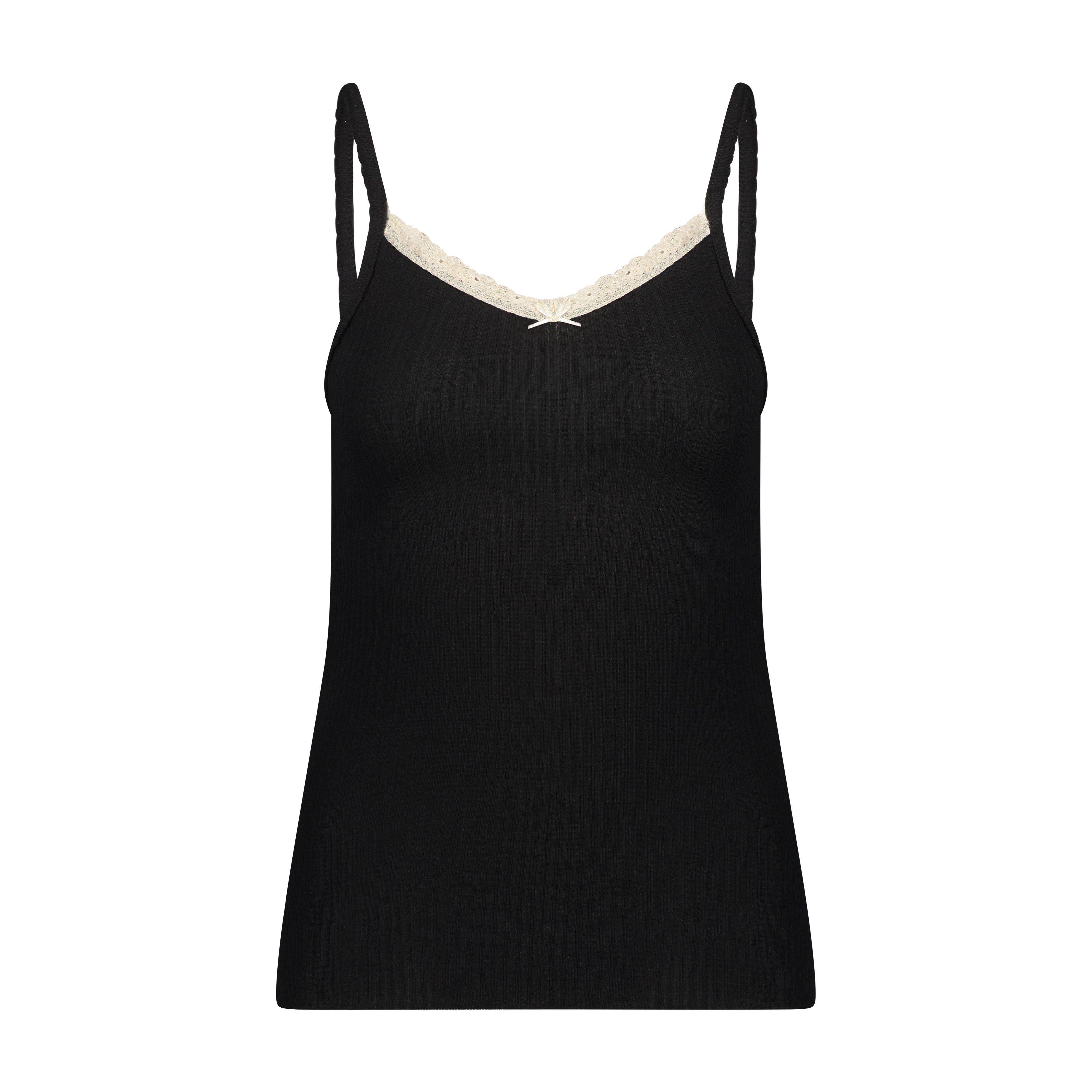 Black Rib Knit with Ecru Cluny Lace