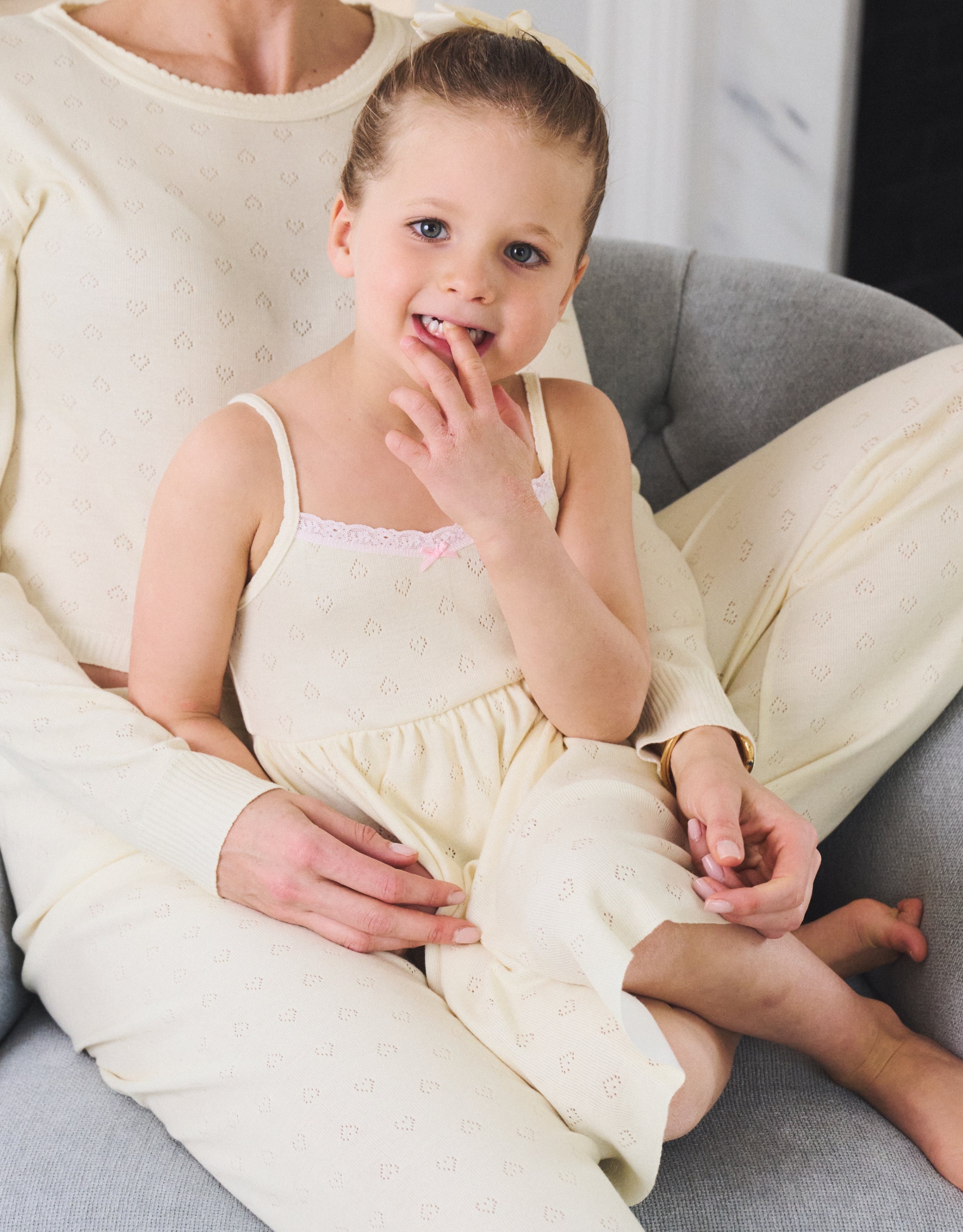 Girls Lemon Hearts Pointelle w Pink Lace