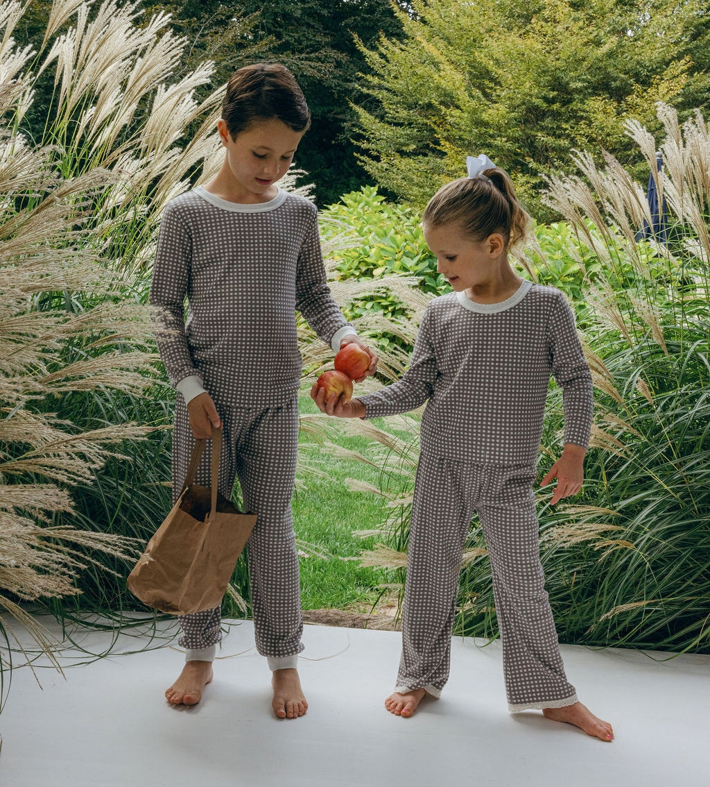 Kids Brown Gingham Print Collection