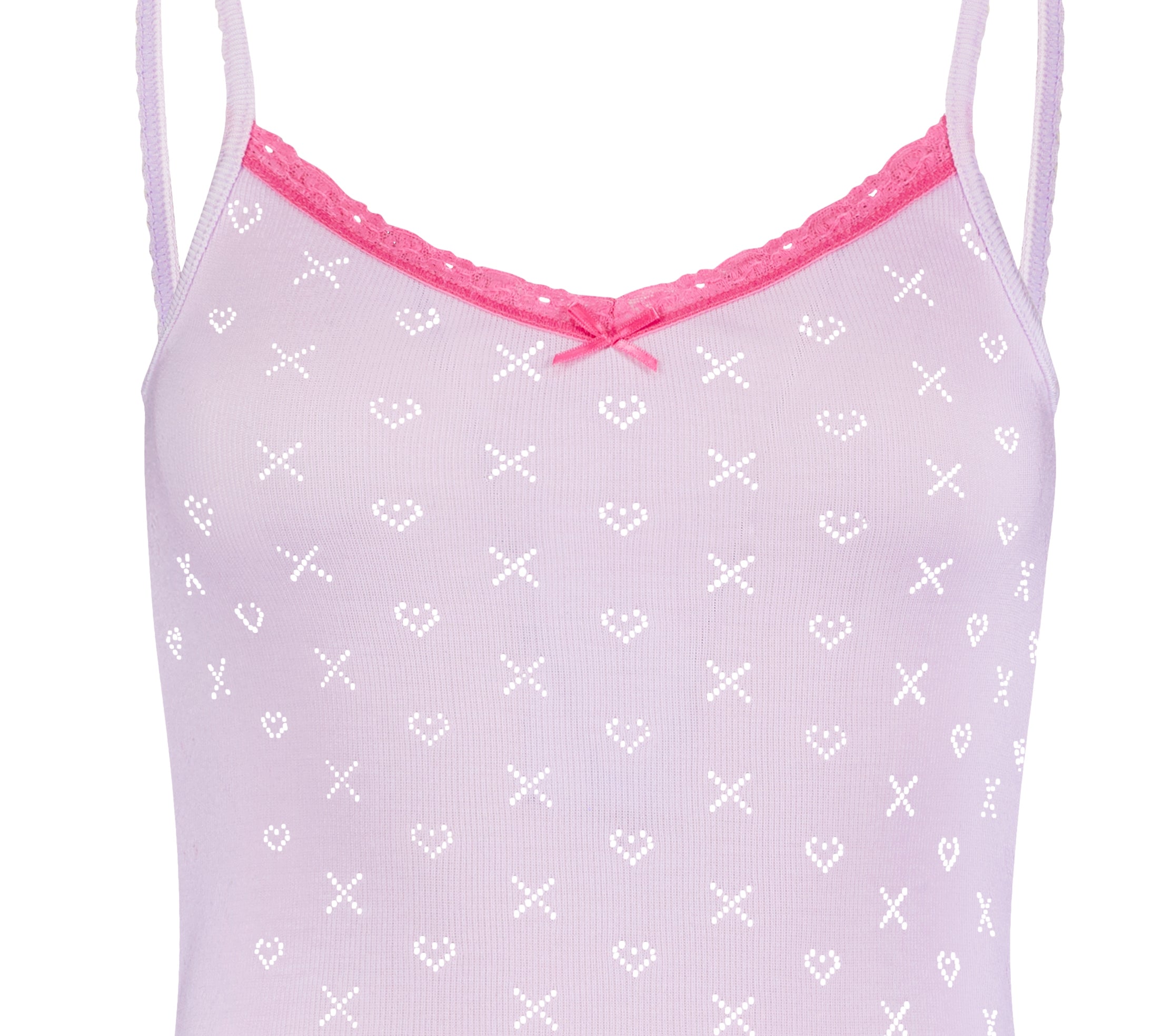 Lilac Hearts-X Pointelle w Pink Lace