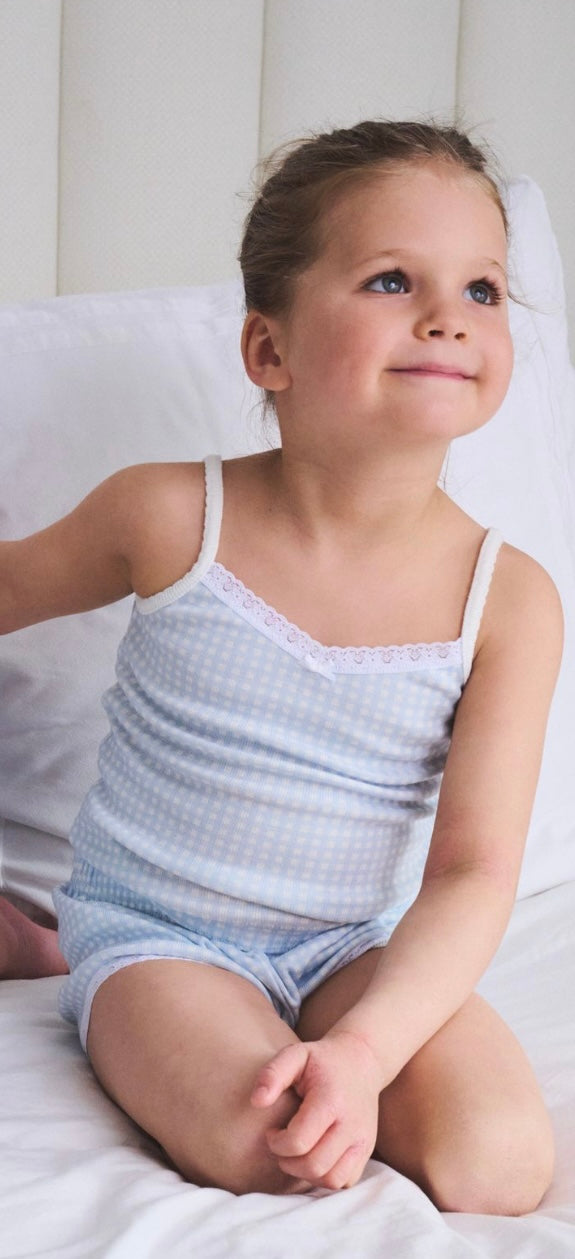 Girls Blue Gingham Print