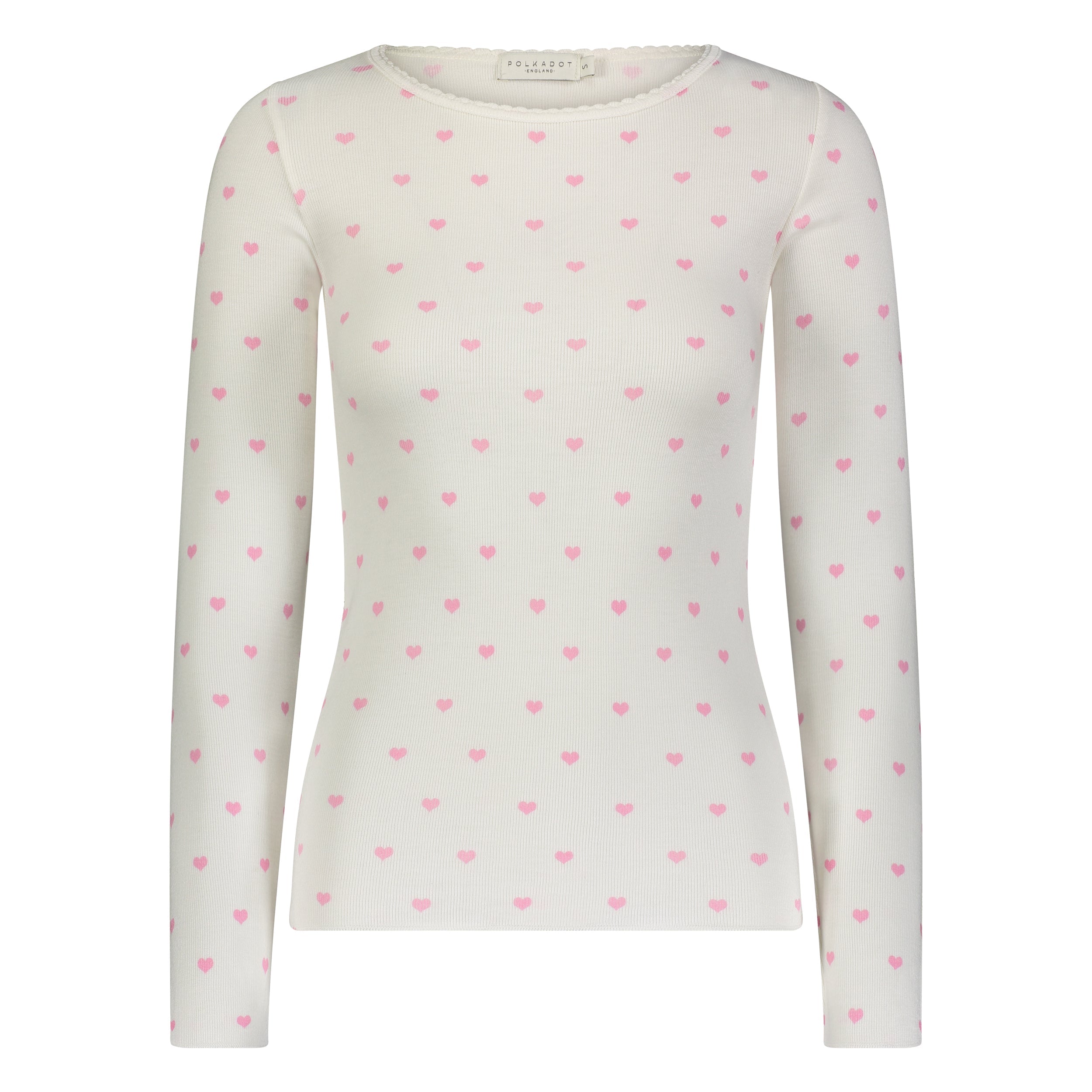 Val Crew Long Sleeve - Pink Hearts Print