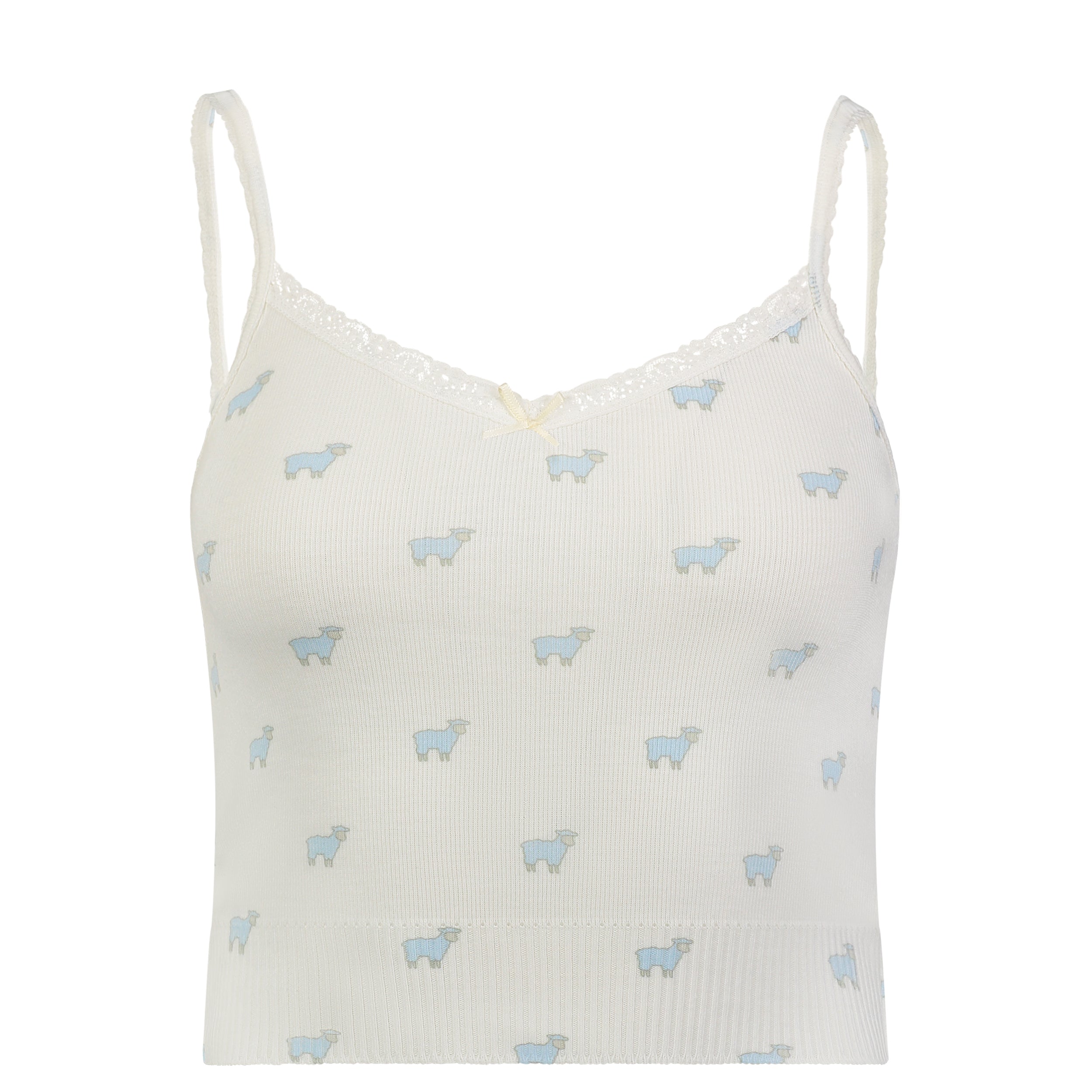 Liz Cropped Cami - Blue Sheep Print