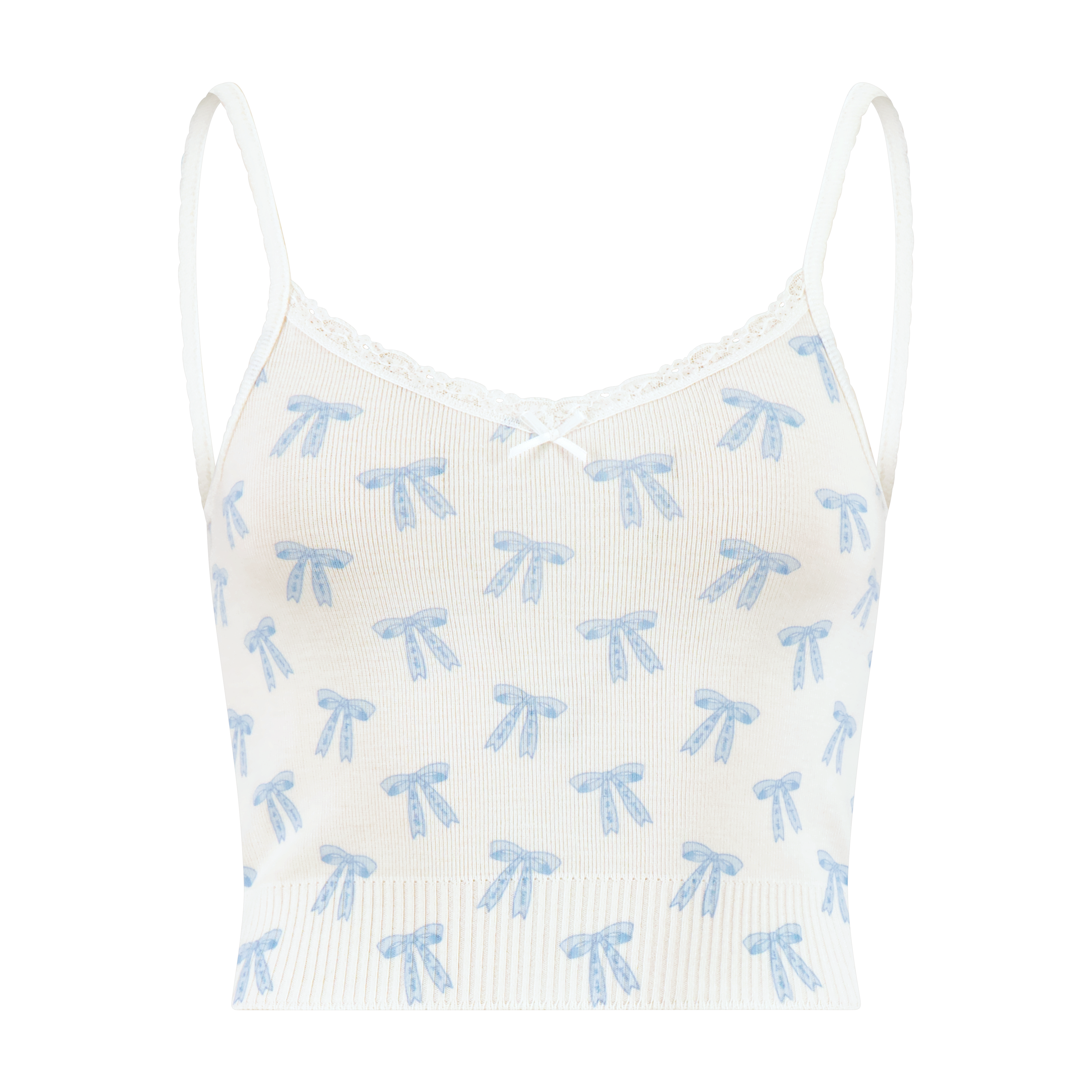 Liz Cropped Cami - Blue Forever Love Bow Print