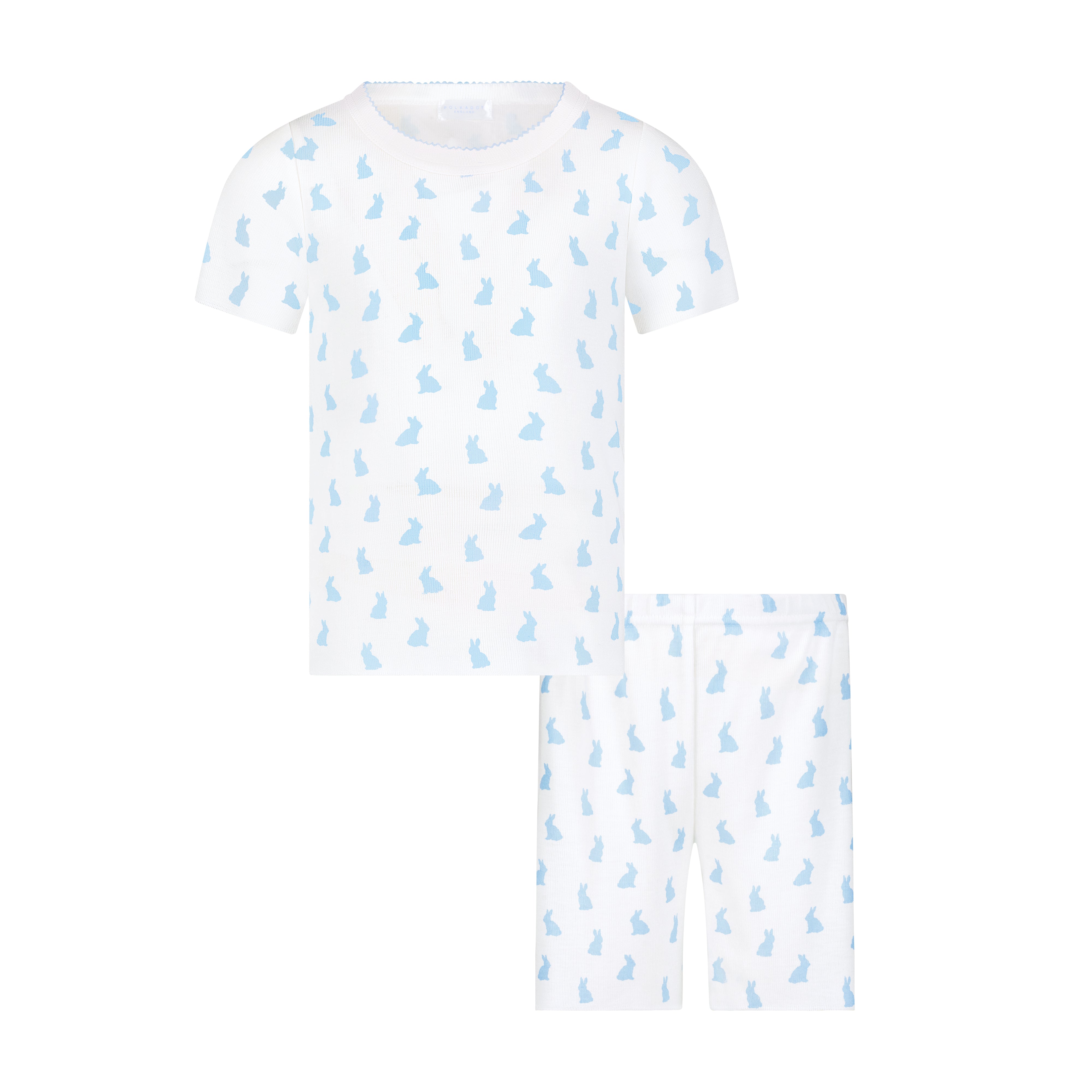 Boys Dean Set Crew Short Sleeve & Long Short - Blue Bunny Print
