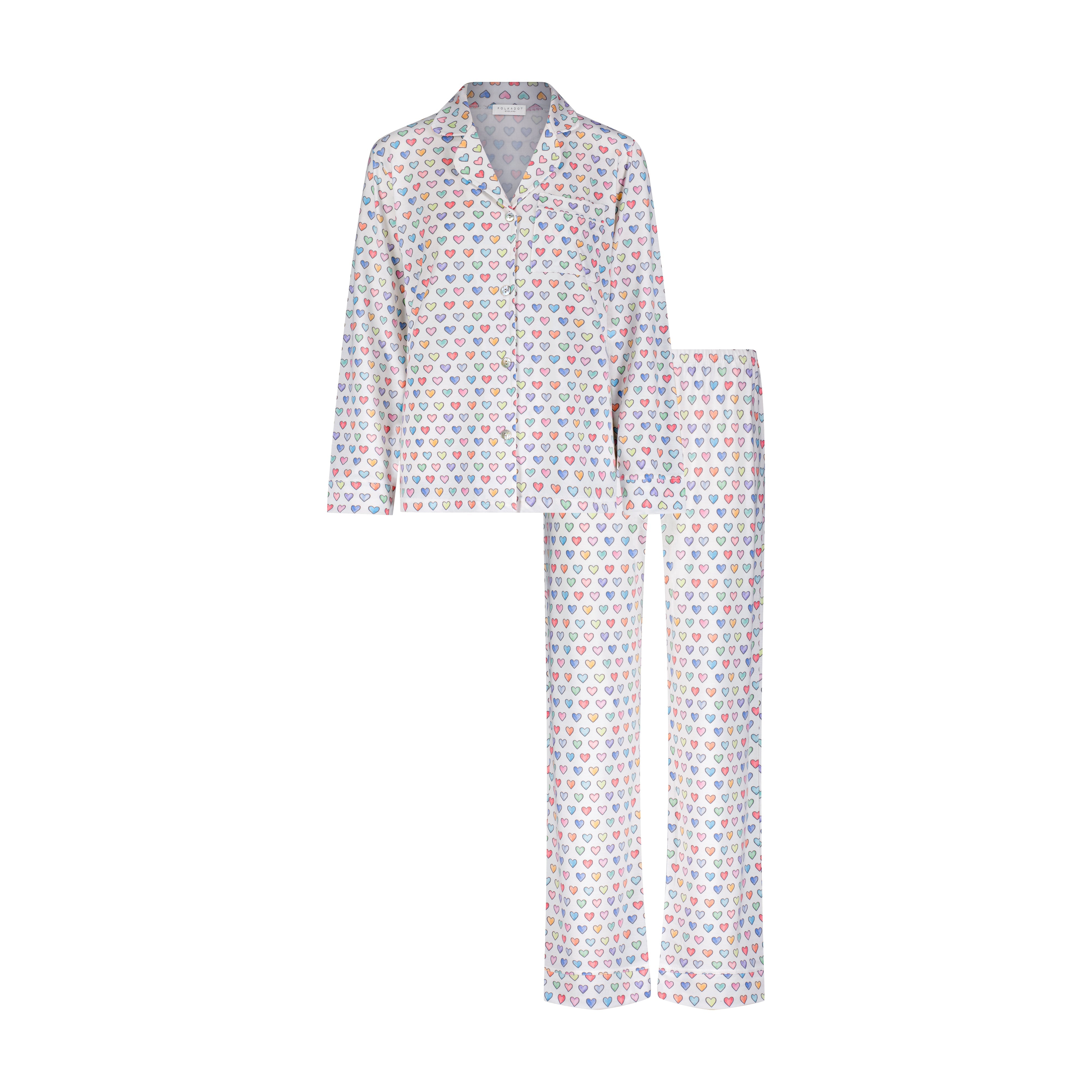 Charley Pajama Set - Rainbow Hearts Print