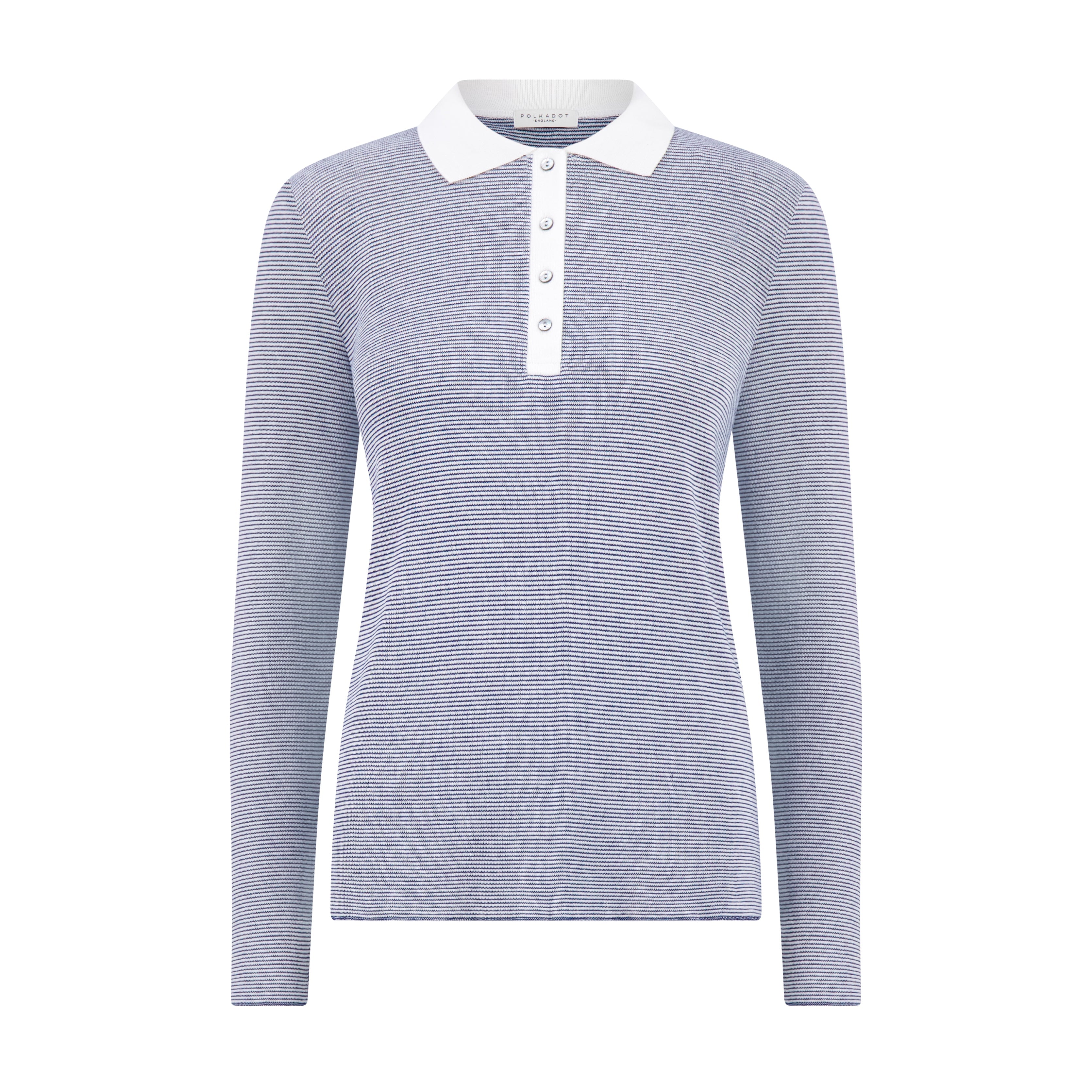 Chris Slouchy Polo - Navy Skinny Stripe