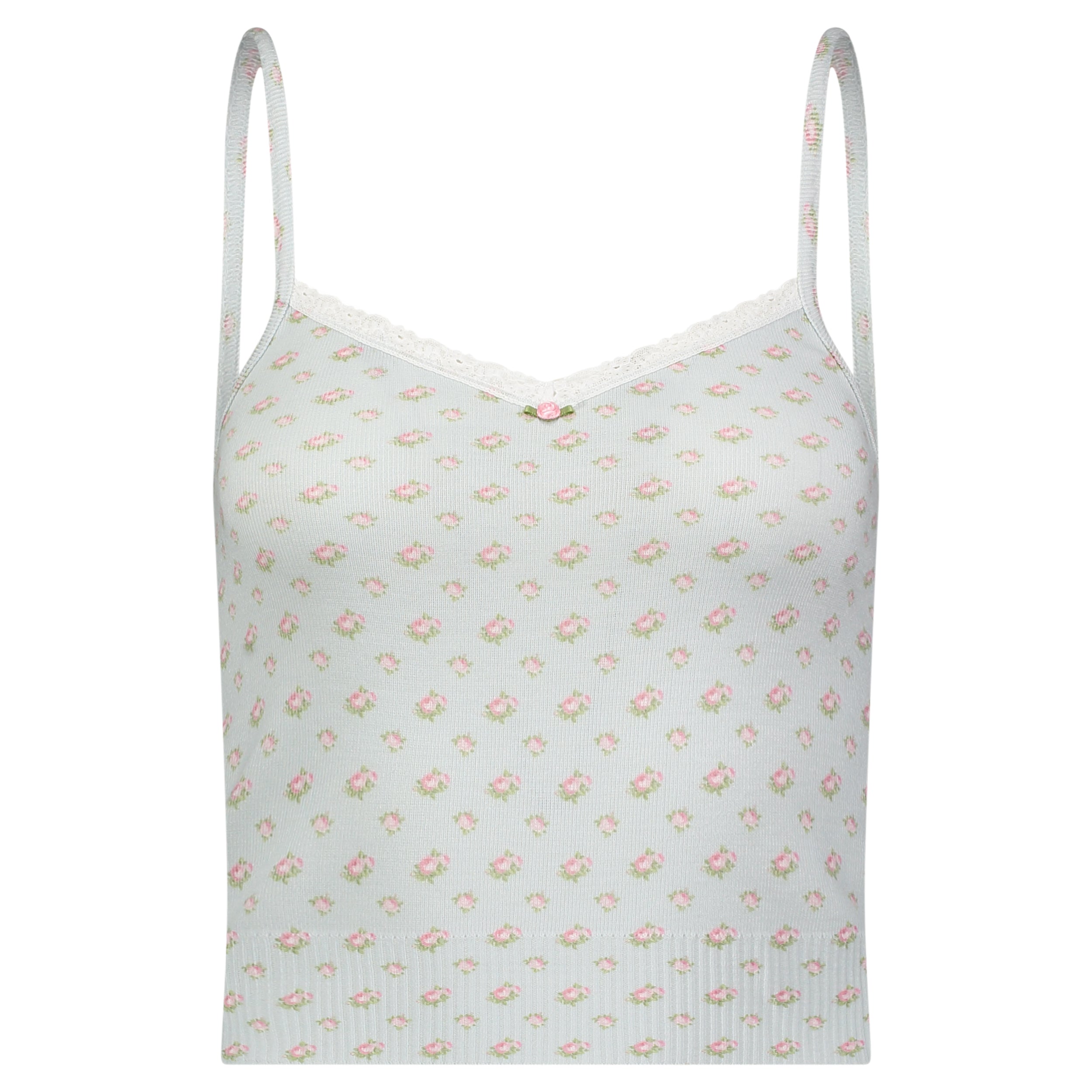 Liz Cropped Cami - Blue Ciel Ditsy Rose Print