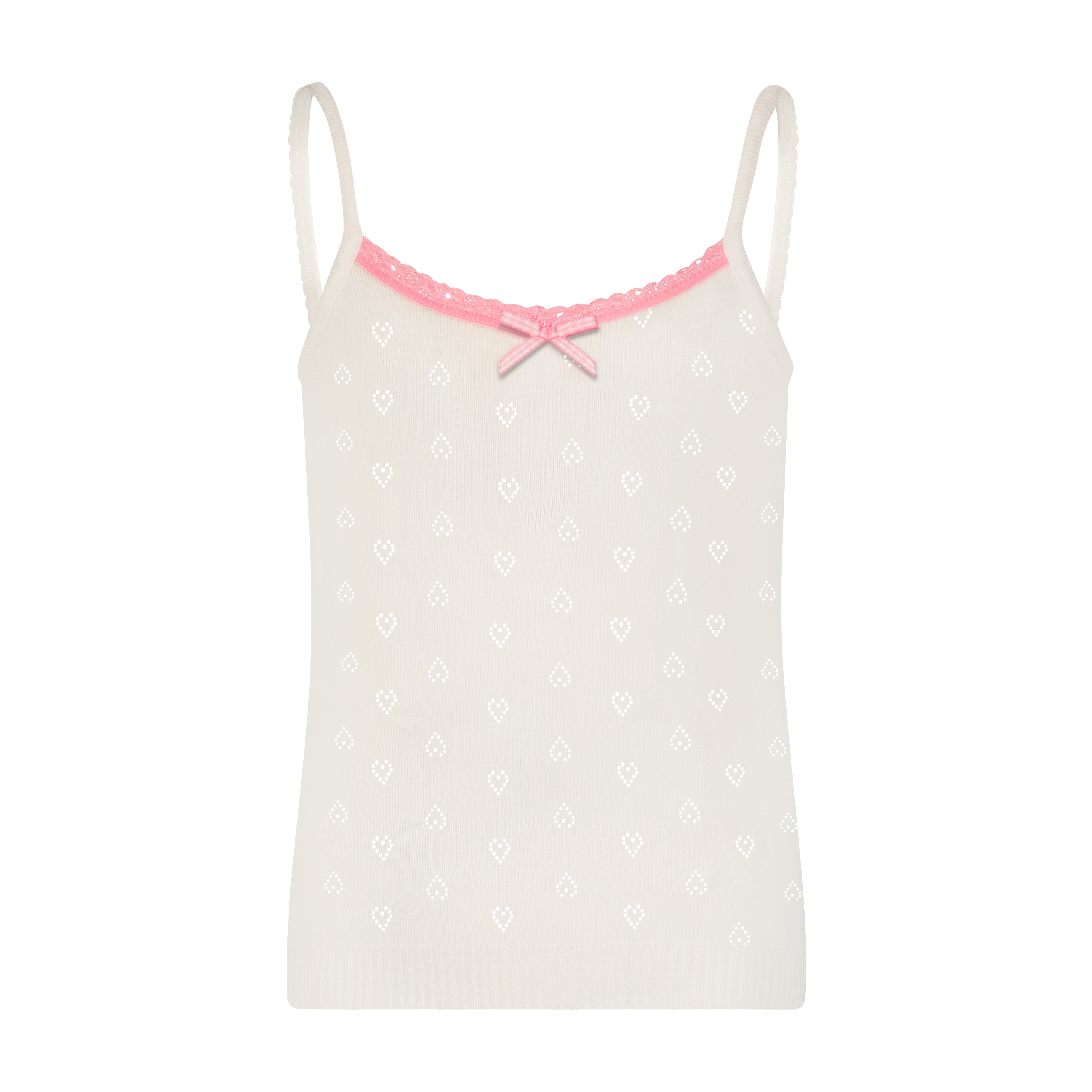 Girls Cami - Ivory Hearts Pointelle