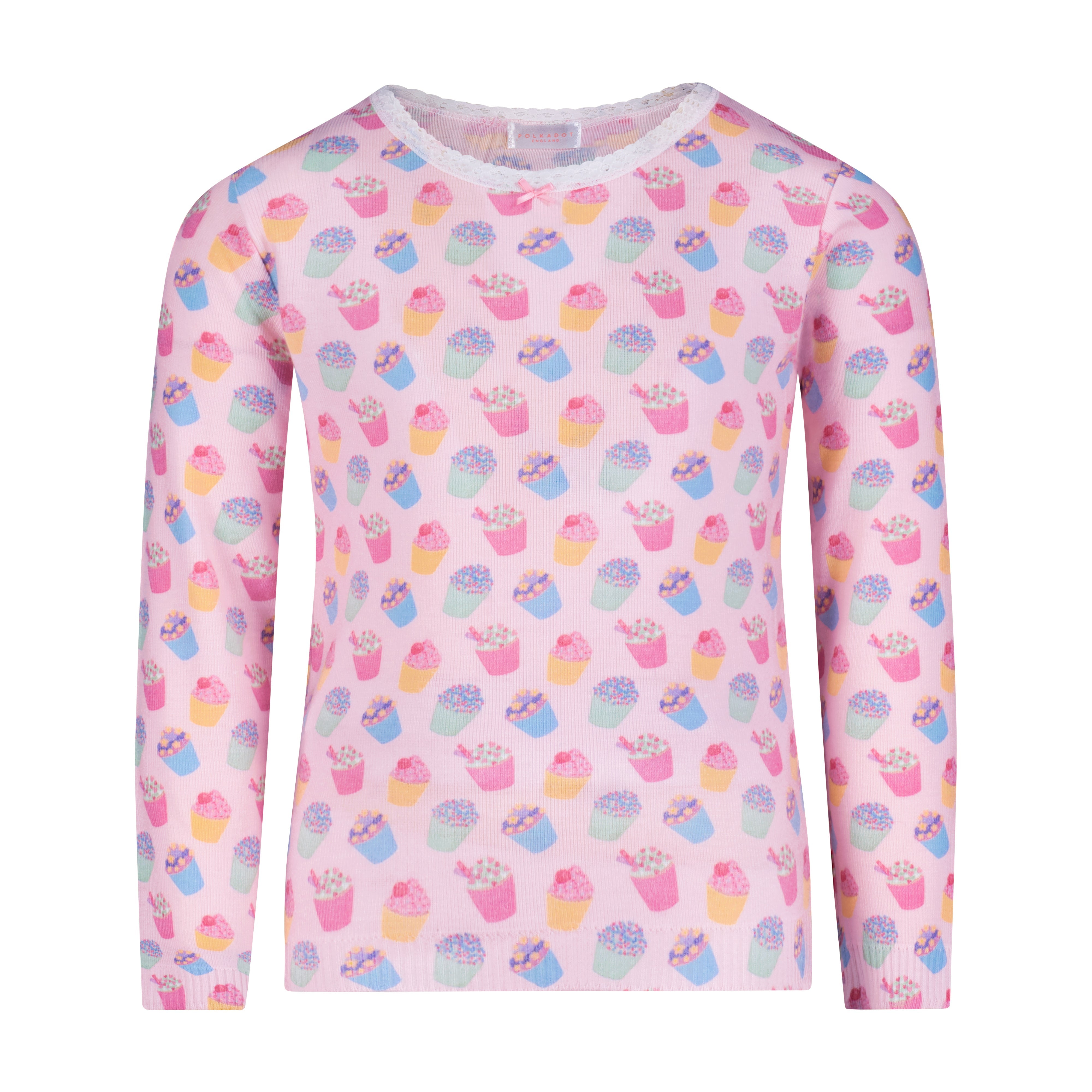 Girls Crew Long Sleeve - Cupcake Print