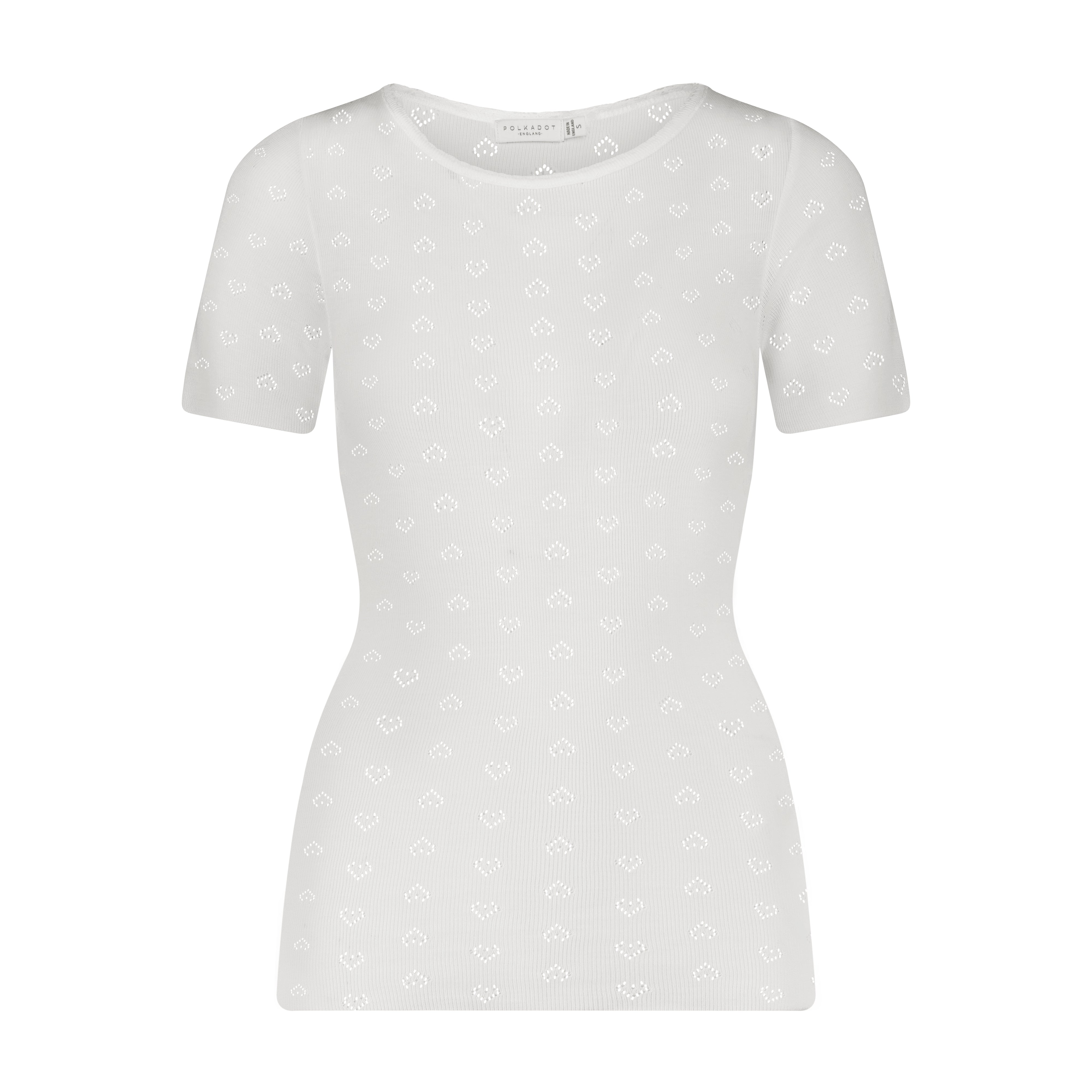 Julia Tee - Pearl White Hearts Pointelle