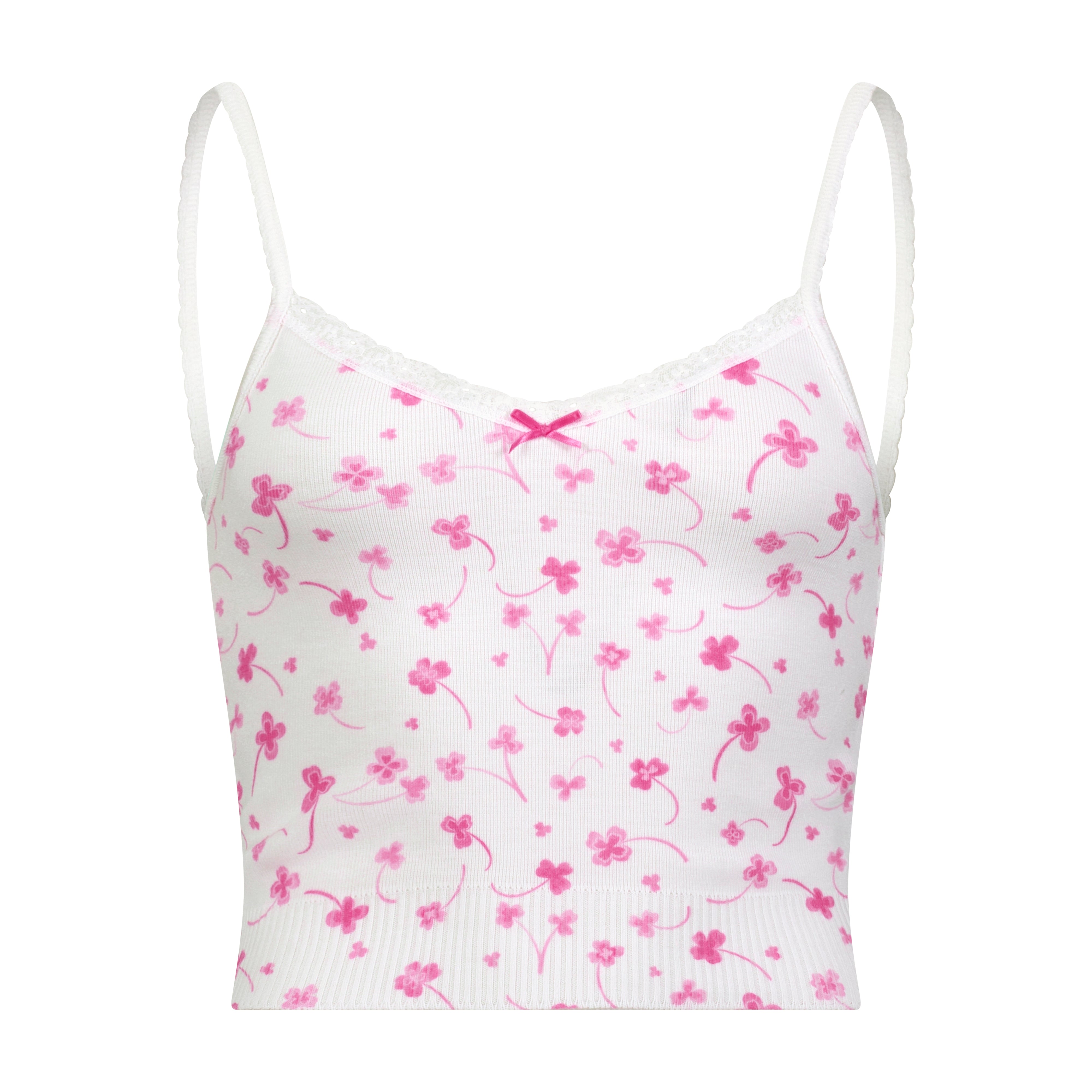 SET Liz Crop Cami & Short Mid Rise - Pink Clover Print