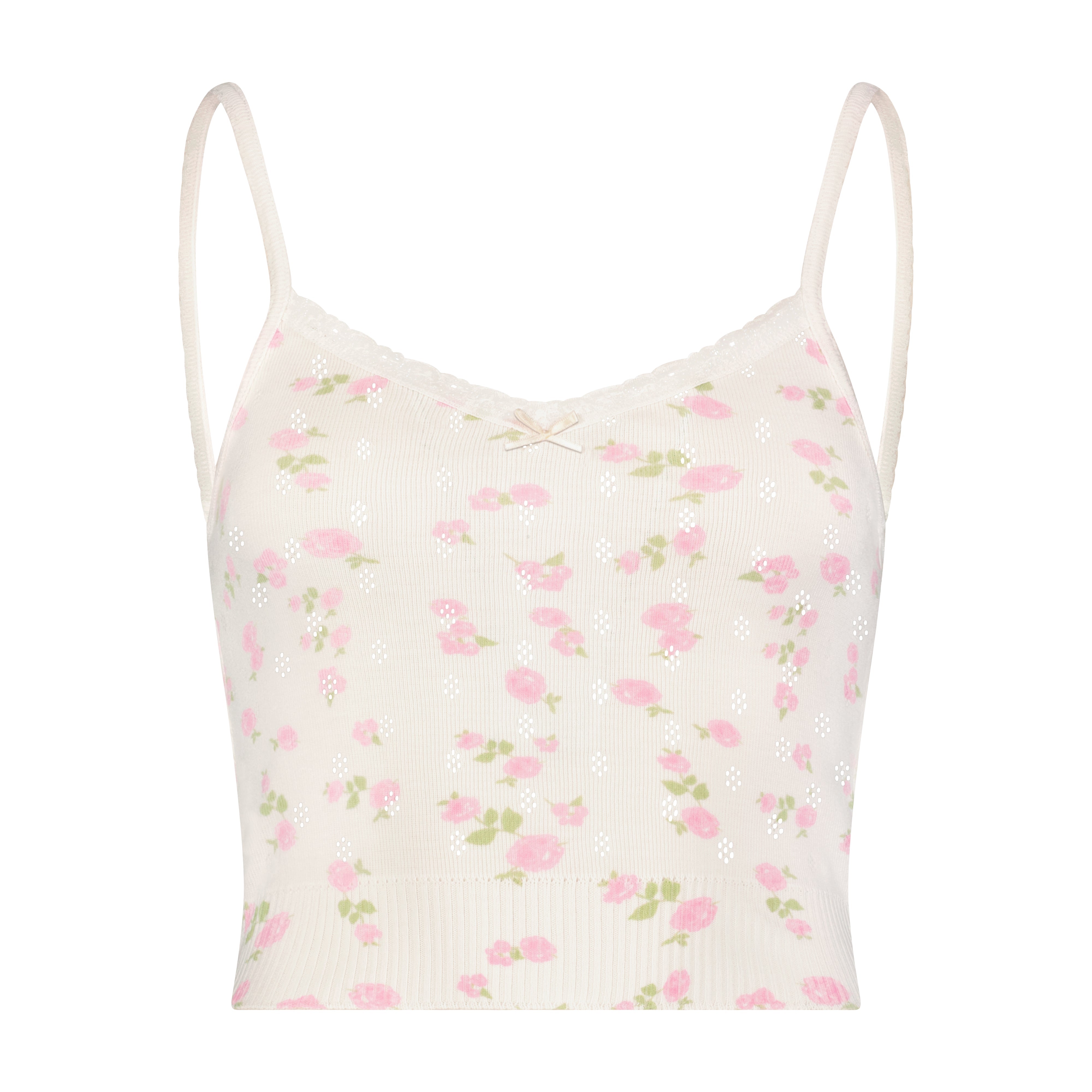 Liz Crop Cami - Pink Garden Pointelle