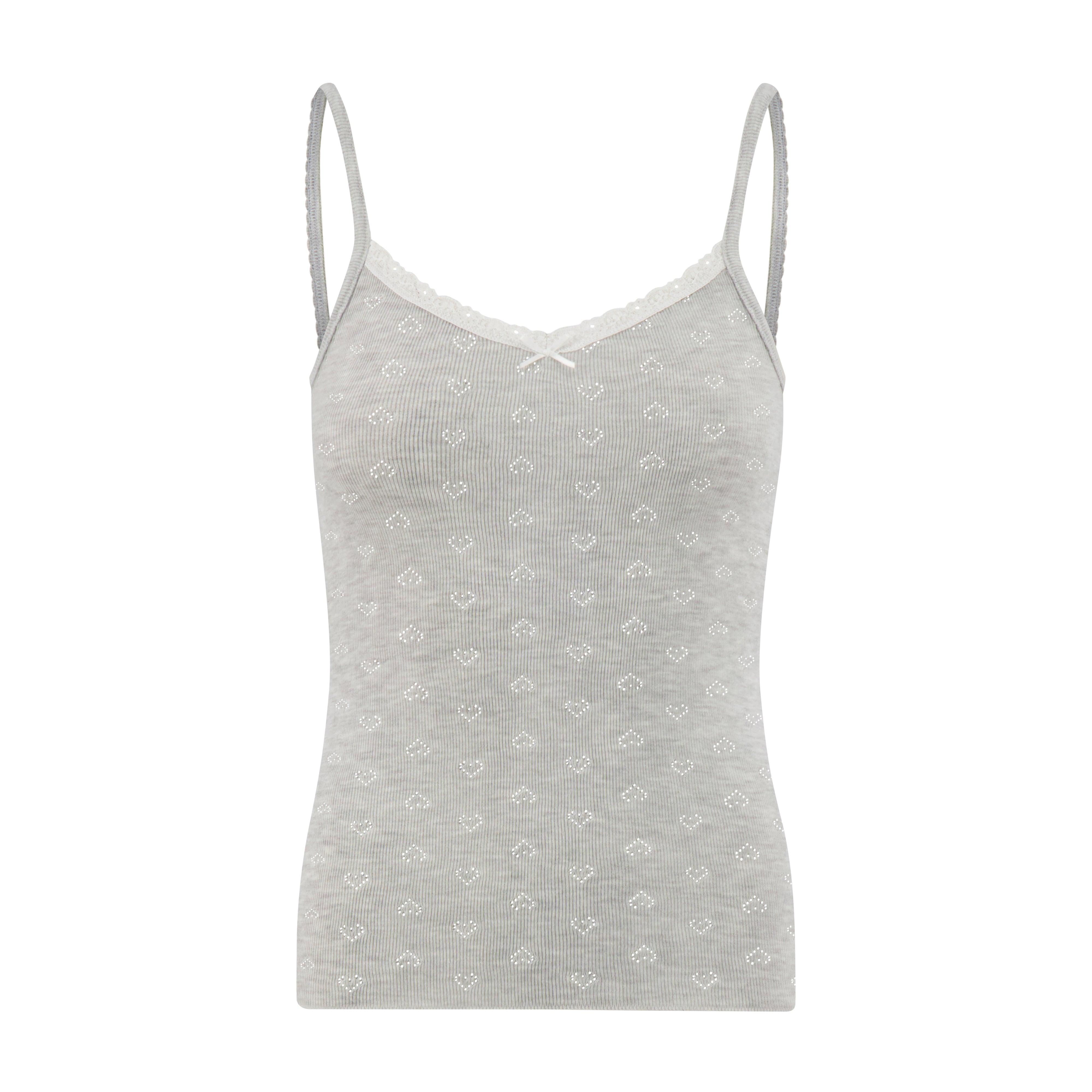 Patti Cami - Heather Grey Hearts Pointelle