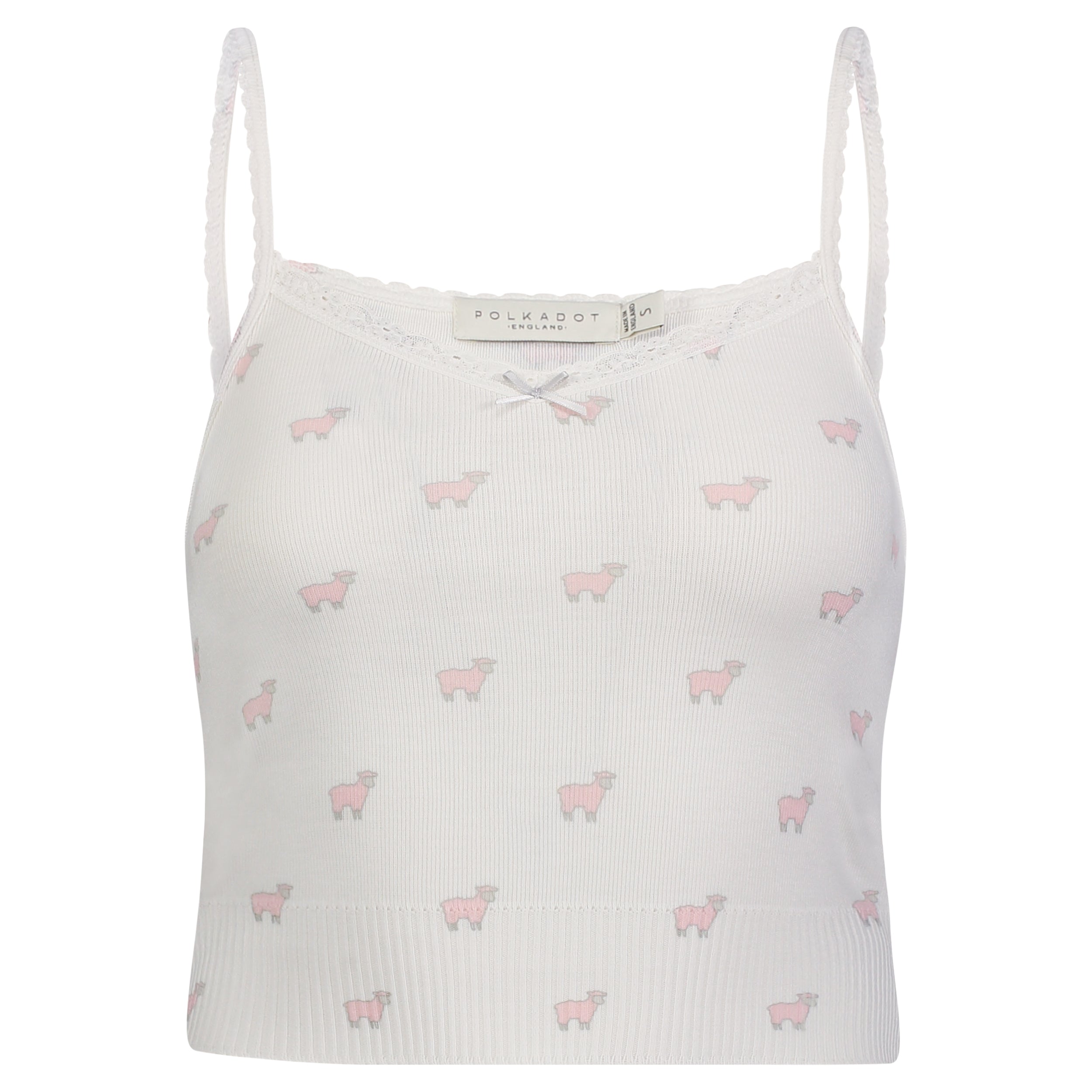 SET Liz Crop Cami & Long Short - Pink Sheep Print