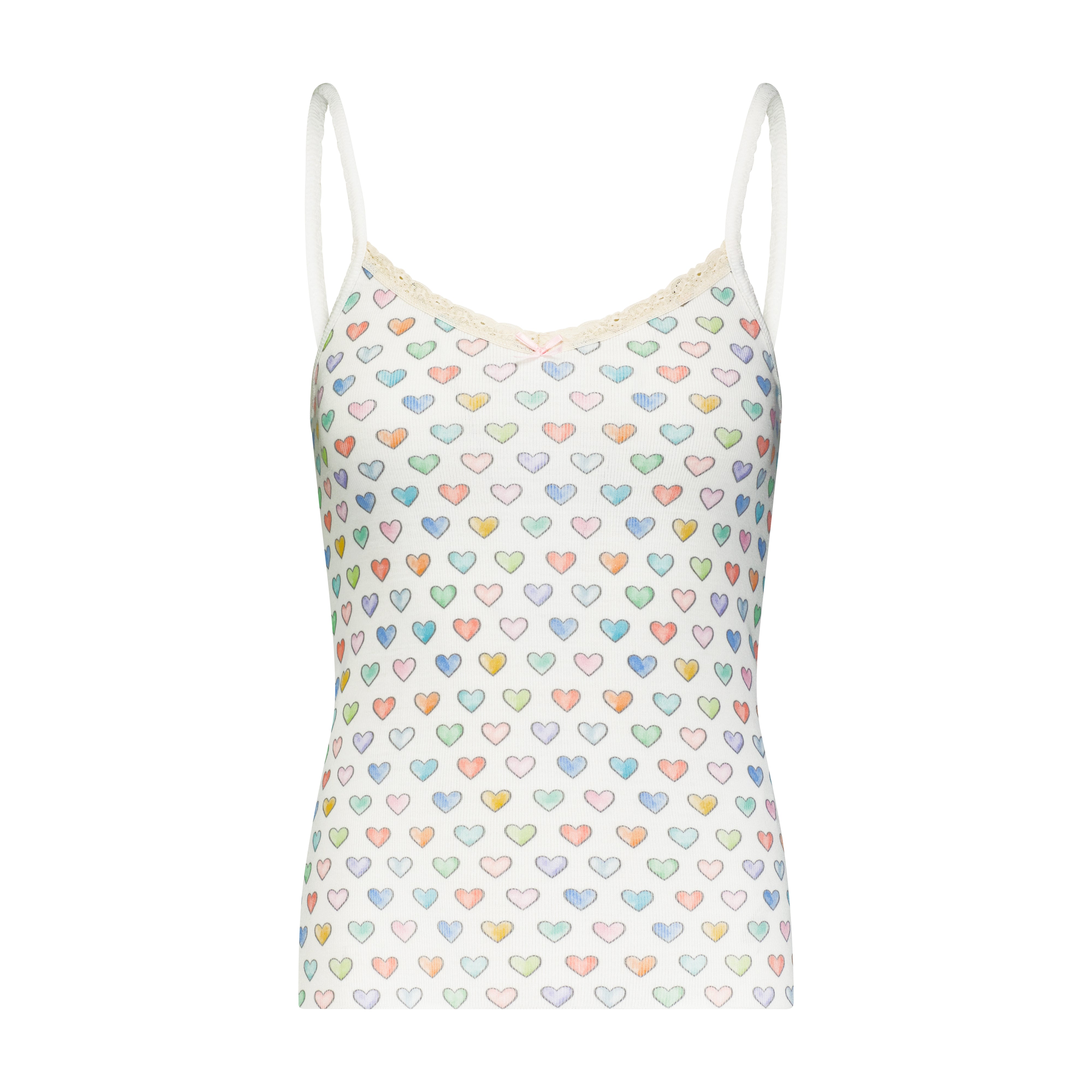 SET Patti Cami & Long Short - Rainbow Hearts Print
