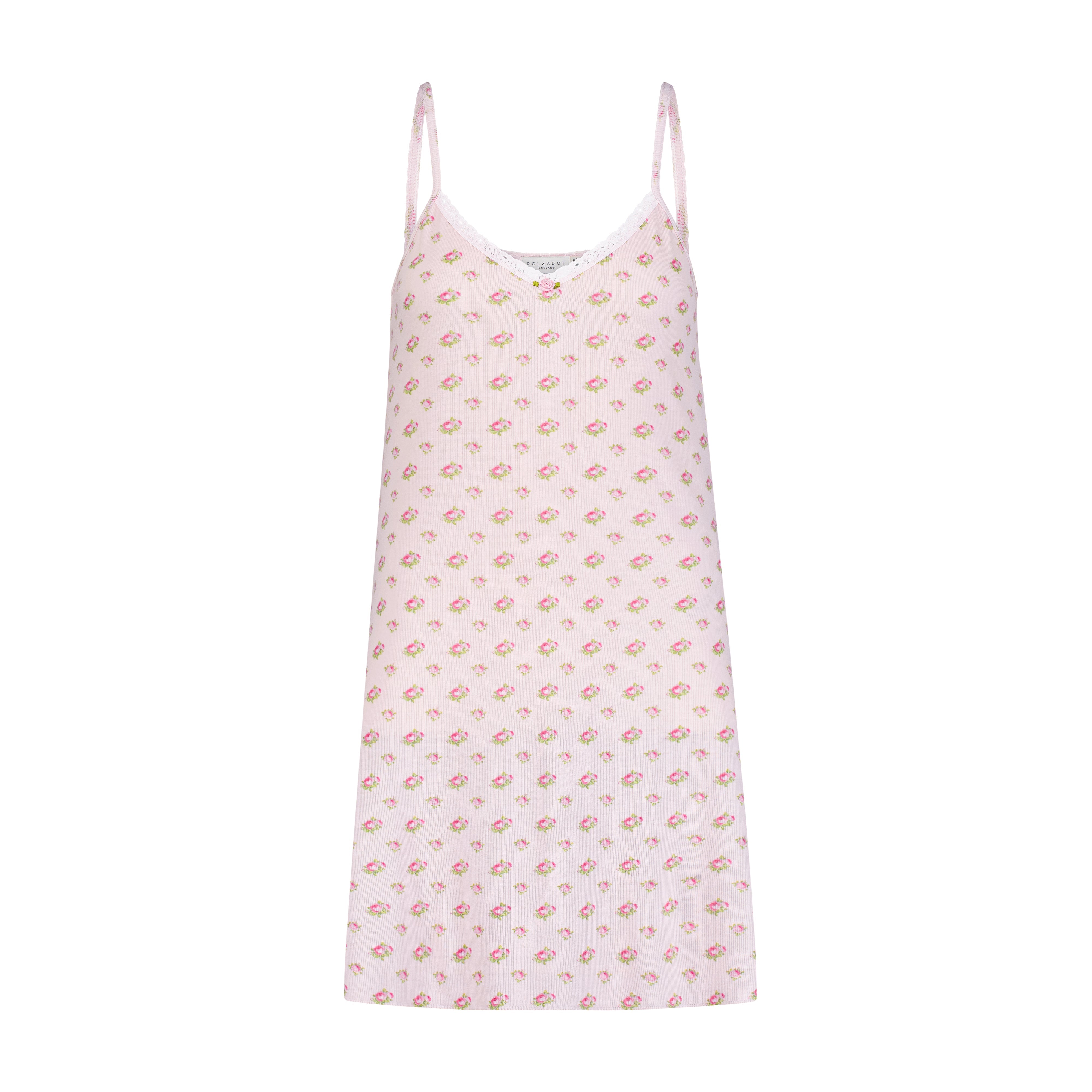 A Line Gown - Pink Vintage Ditsy Rose Print