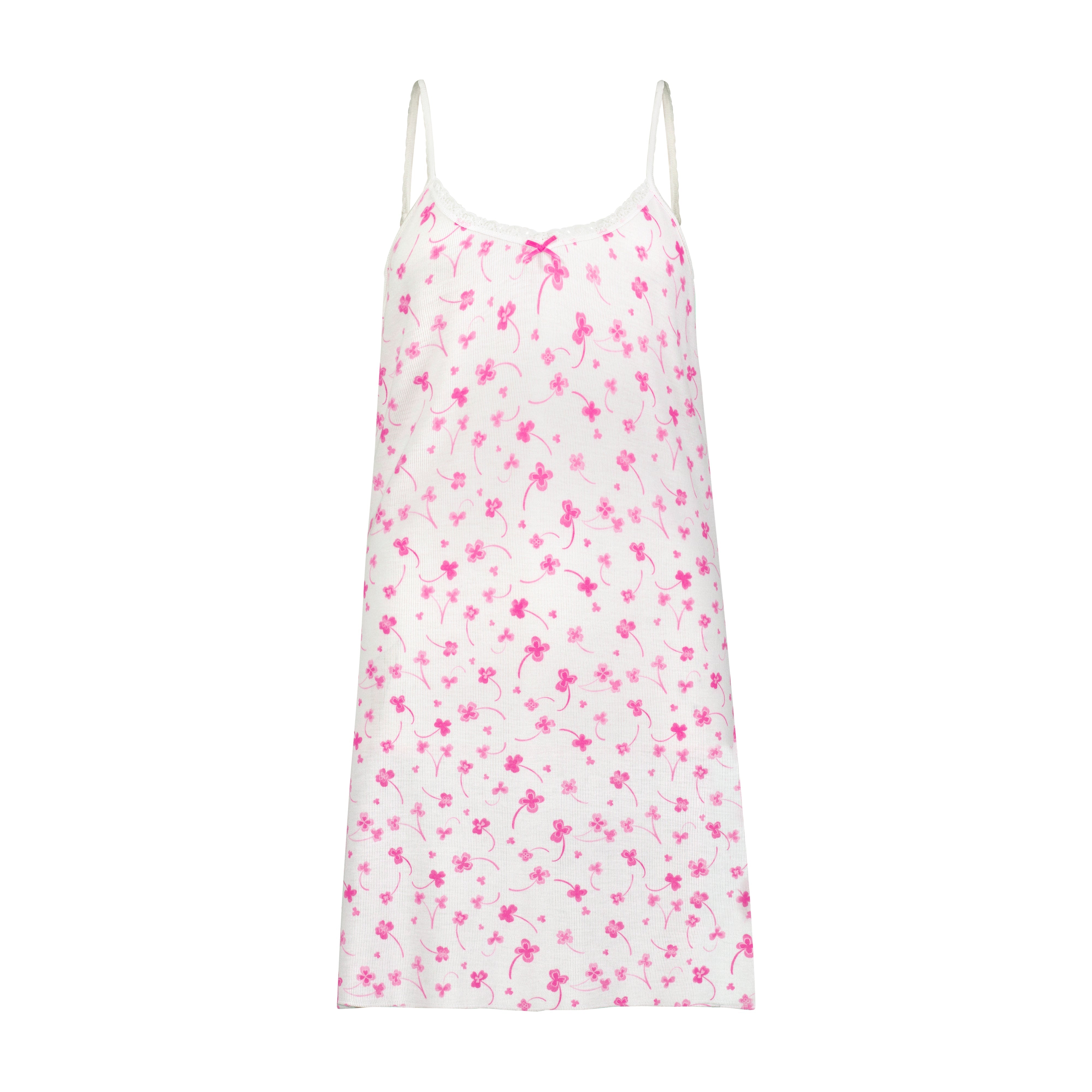 A Line Short Gown - Pink Clover Print
