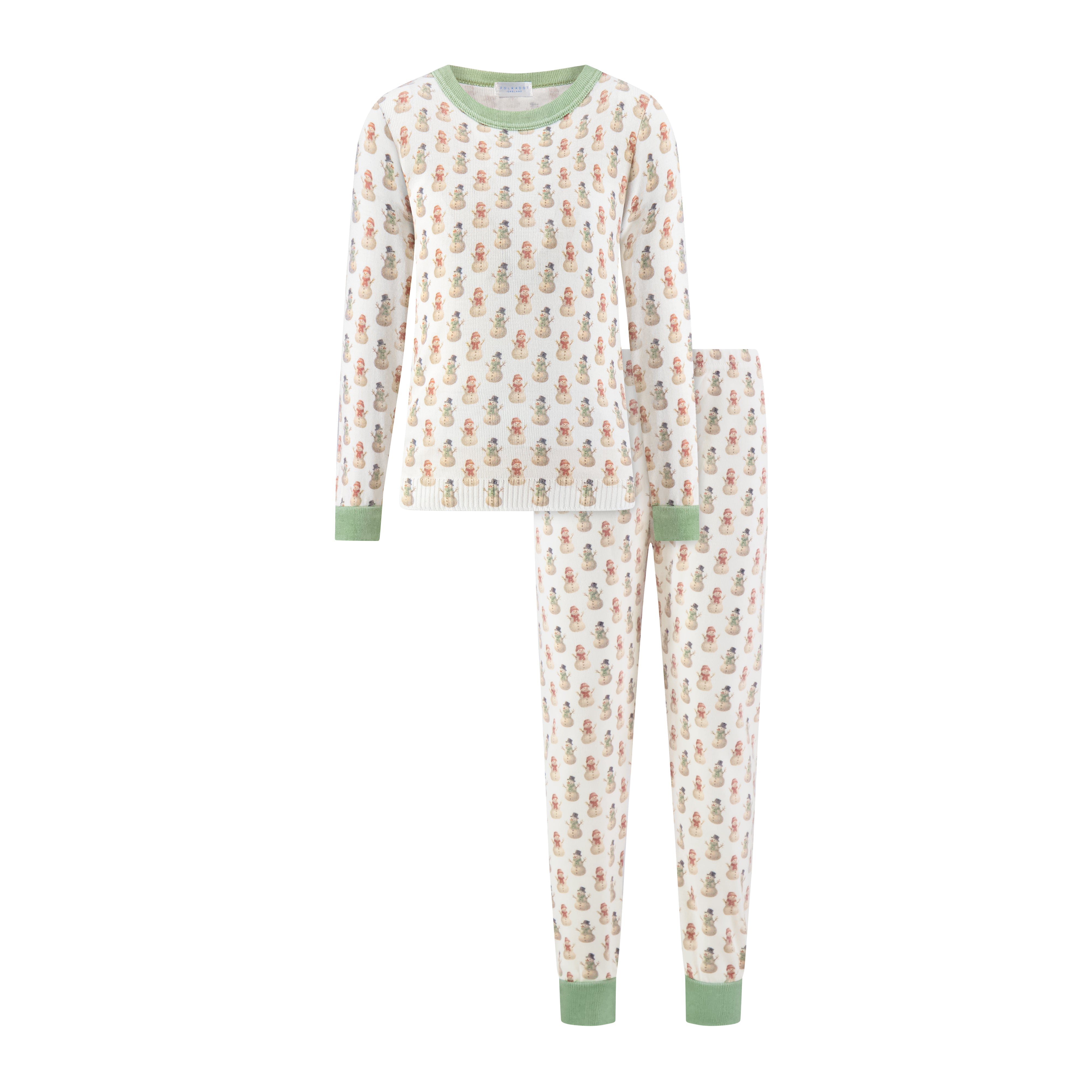 Boys & Baby Set Crew LS & Pant - Vintage Snowman