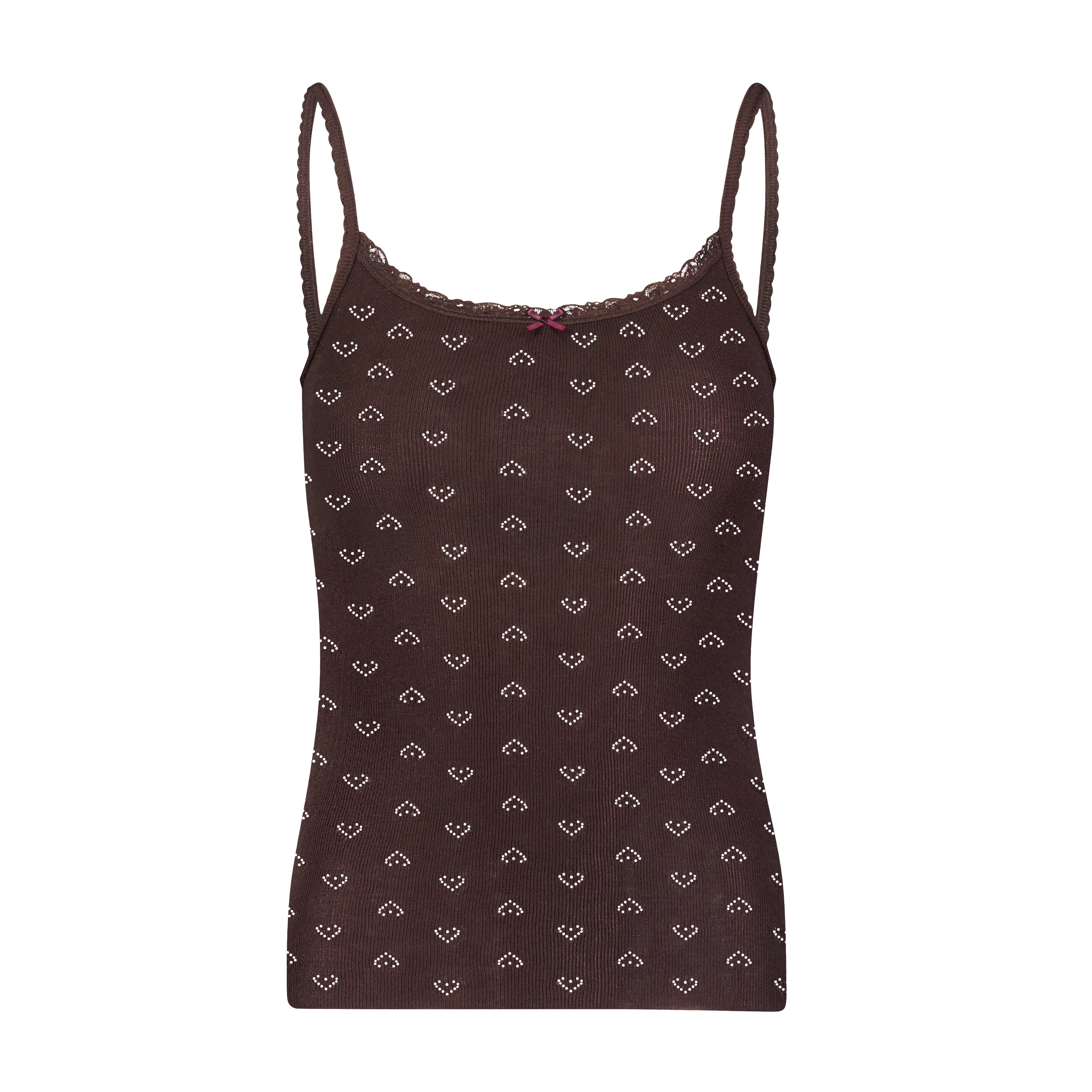 Patti Cami - Brown Hearts Pointelle