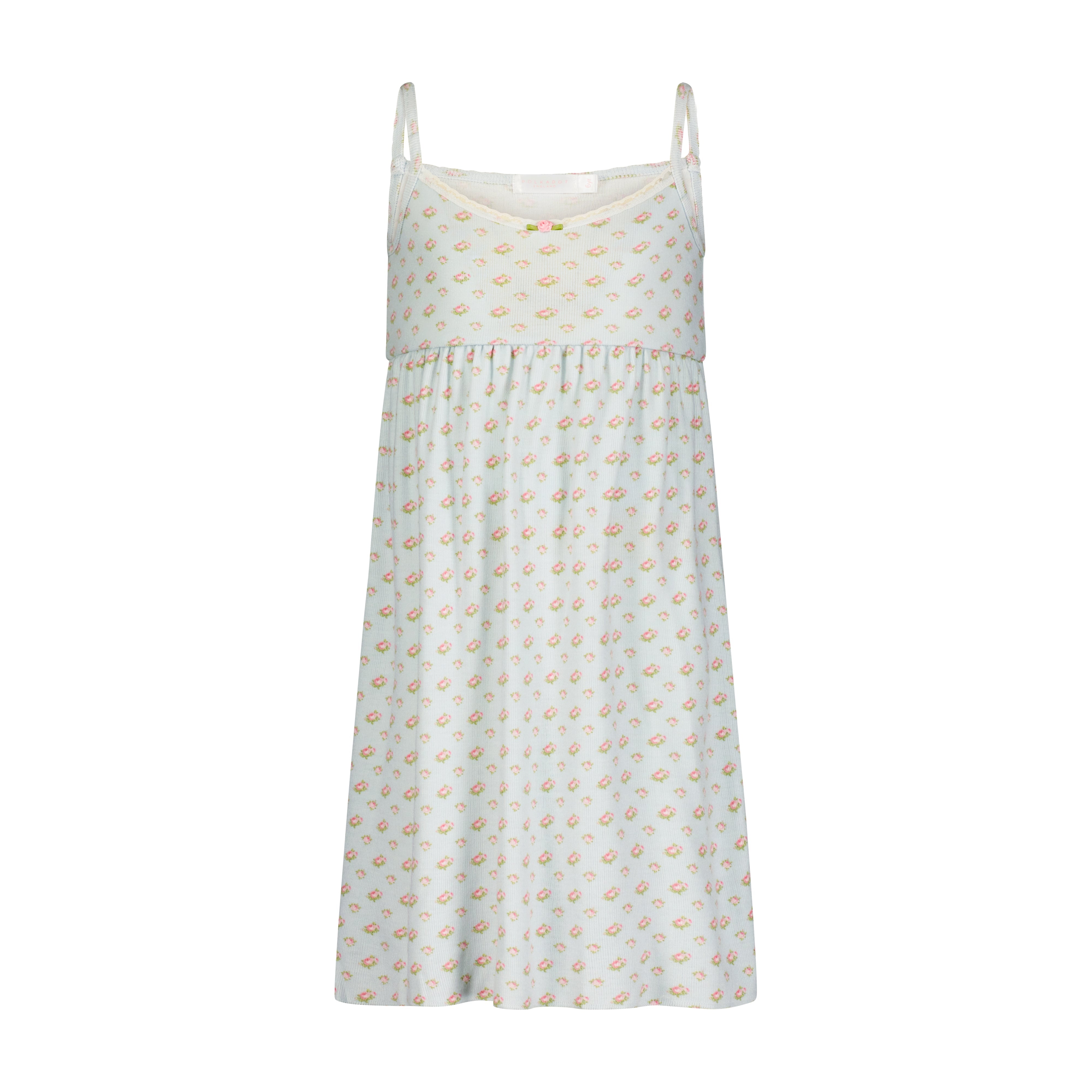 Girls Babydoll Gown - Blue Ciel Ditsy Rose Print