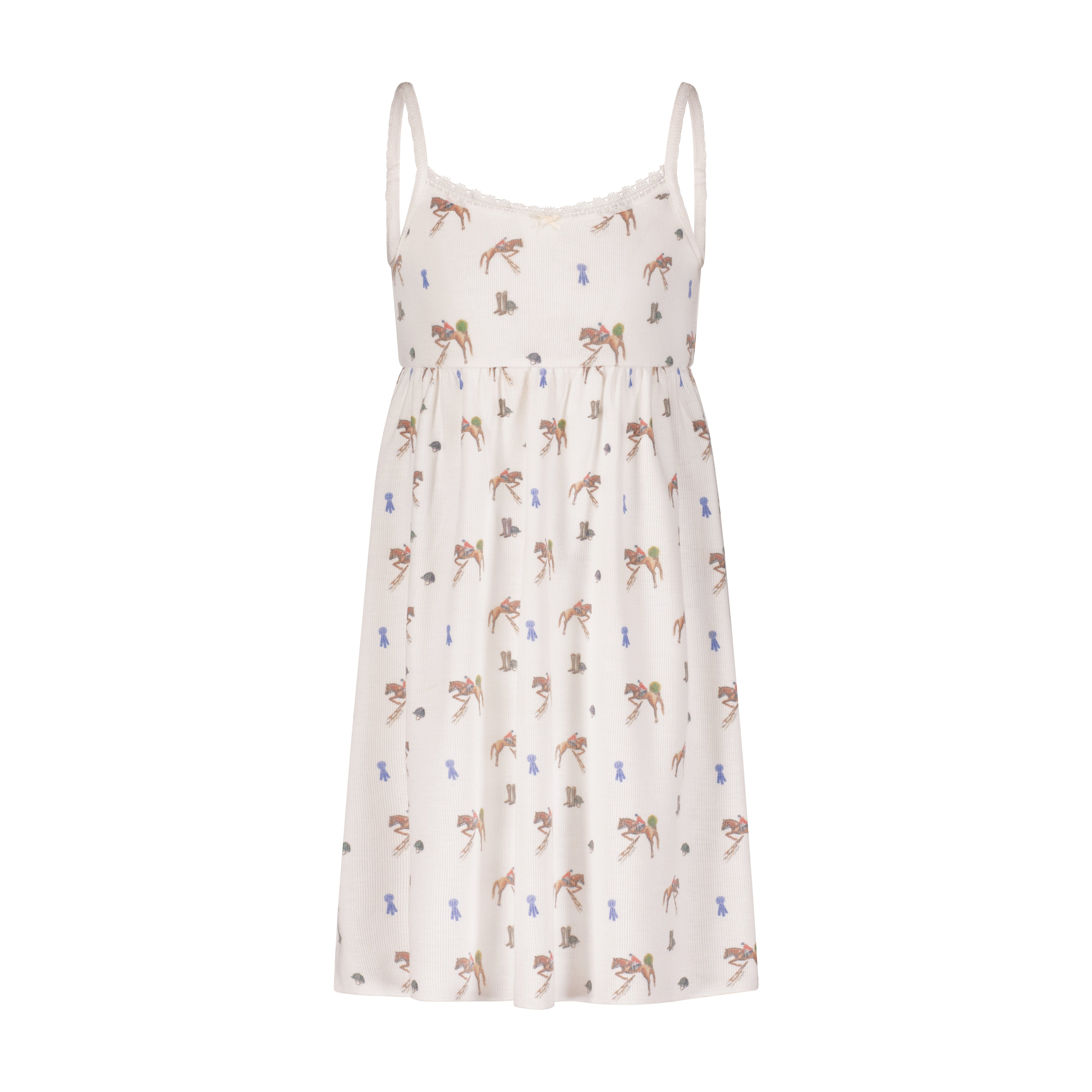 Girls Babydoll Gown - Vintage Equestrian Print