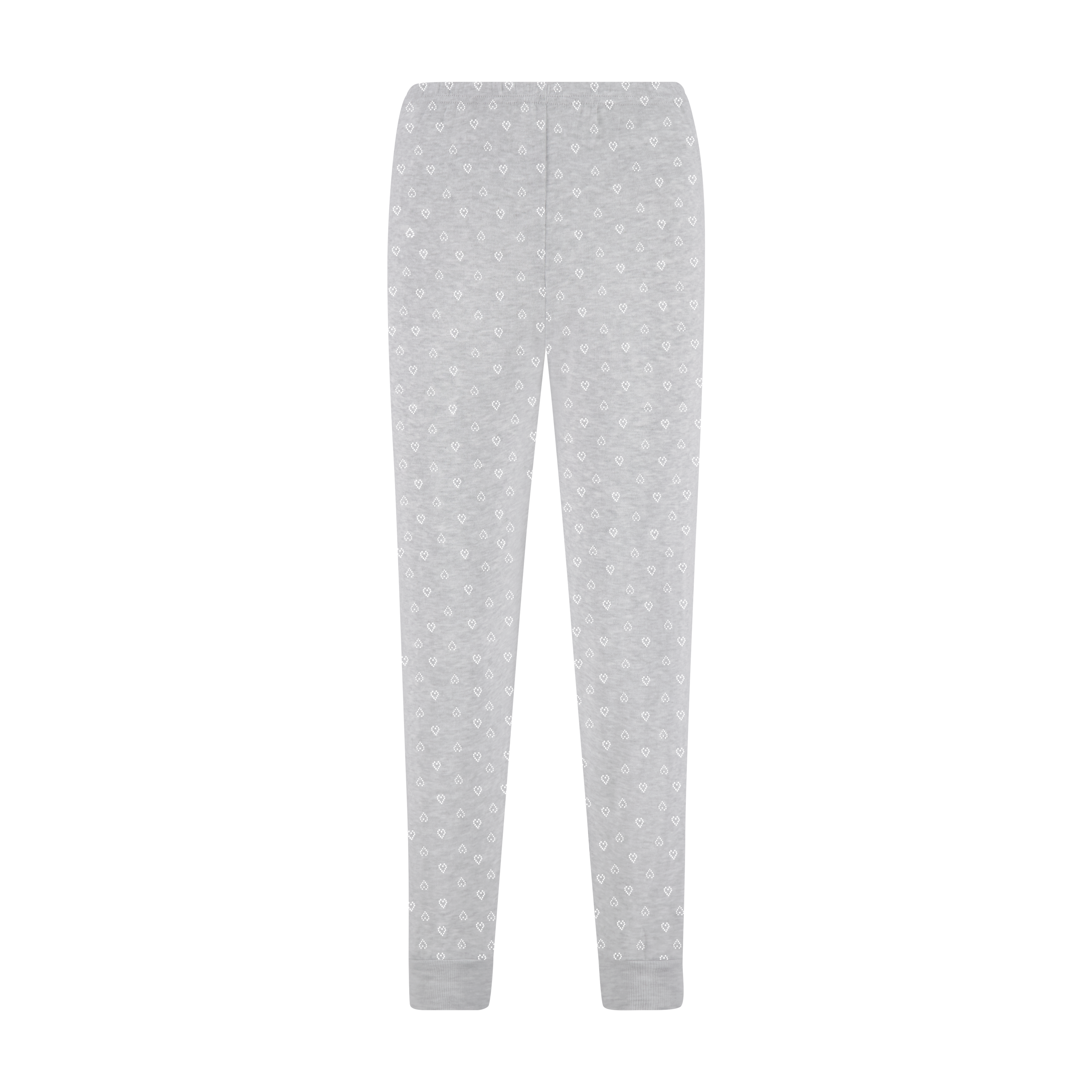 Sarah Jogger - Heather Grey Hearts Pointelle
