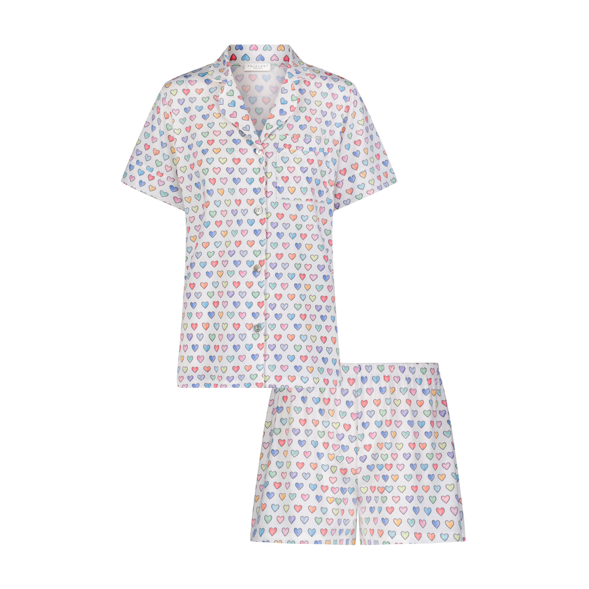 Harry Classic Short Sleeve & Short Pajama Set - Rainbow Hearts Print