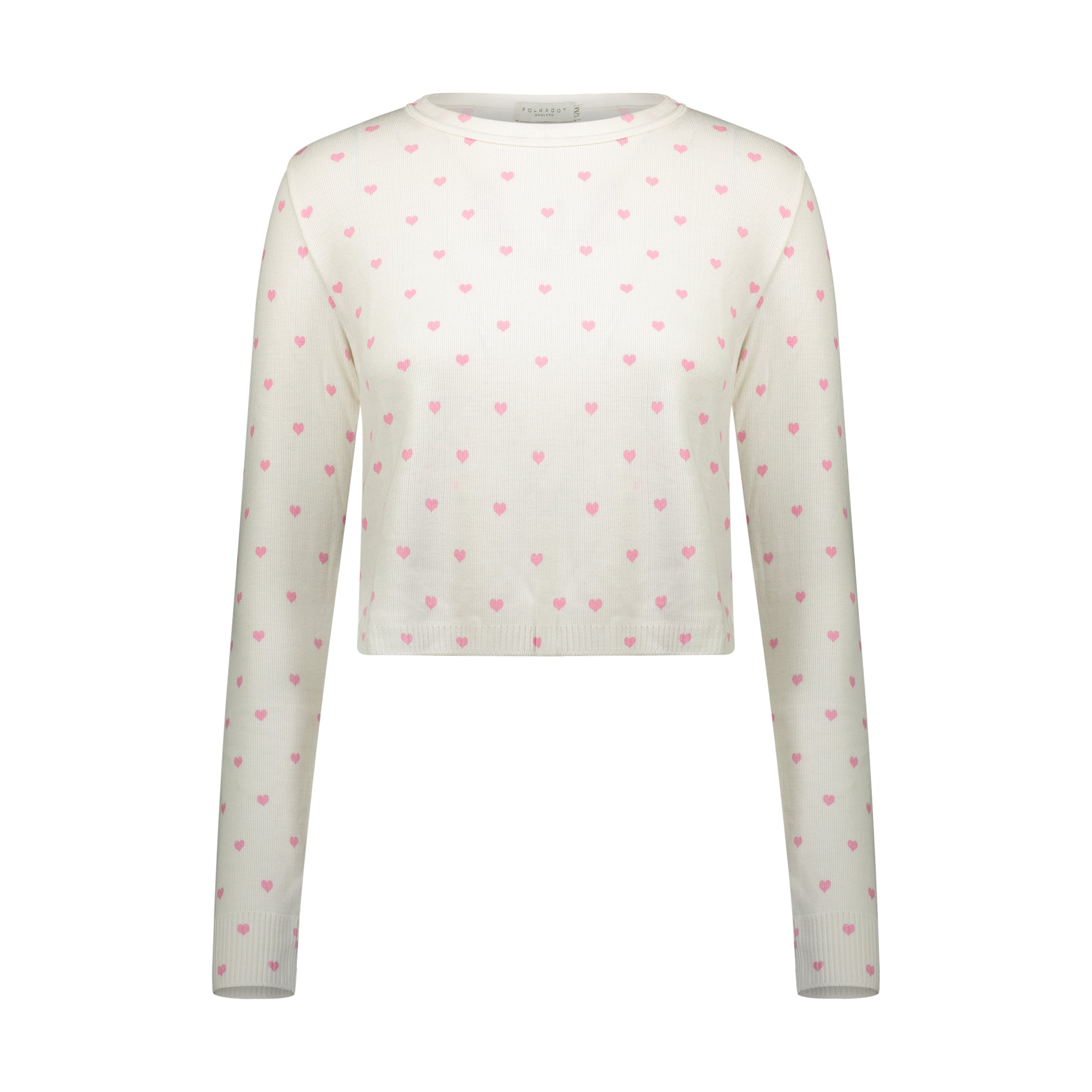 Nell Cropped Slouchy - Pink Hearts Print