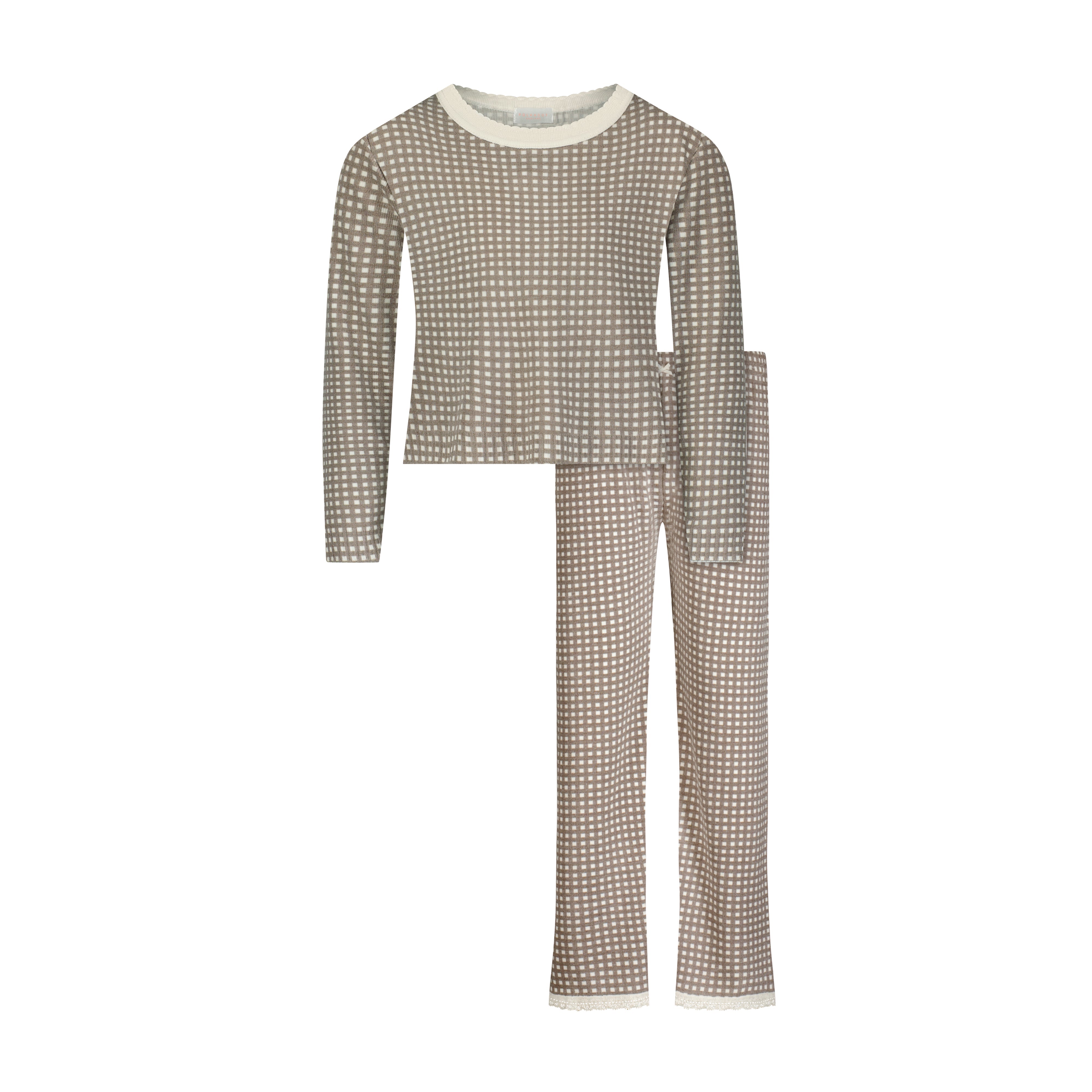 Girls Rachel Set Slouchy Top & Wide Leg Pant - Brown Gingham Print