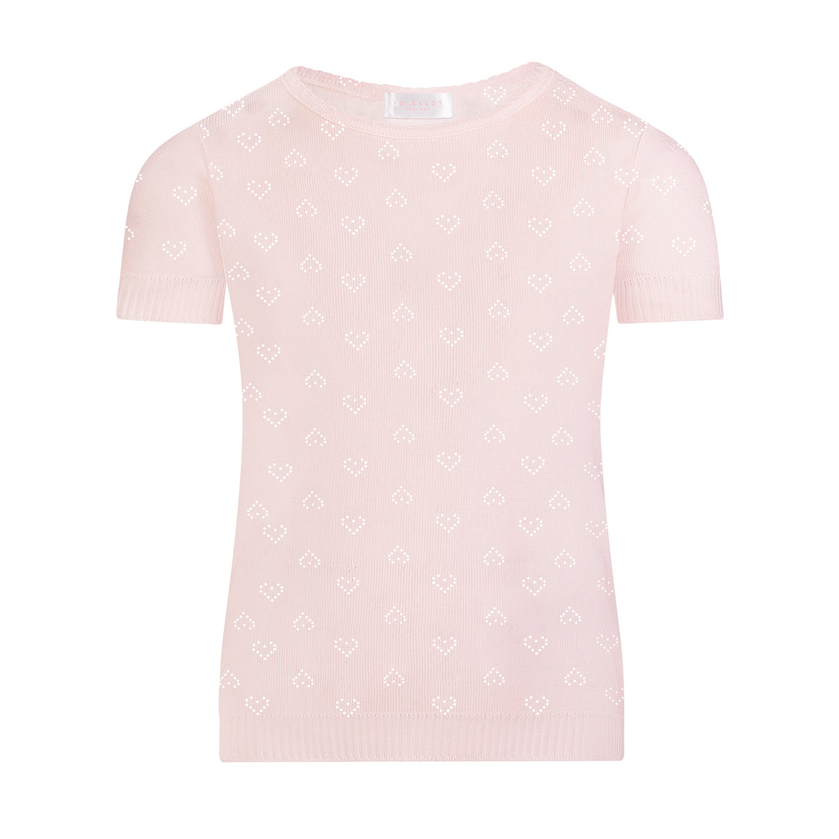 Girls Isabel Tee - Ballet Pink Hearts Pointelle