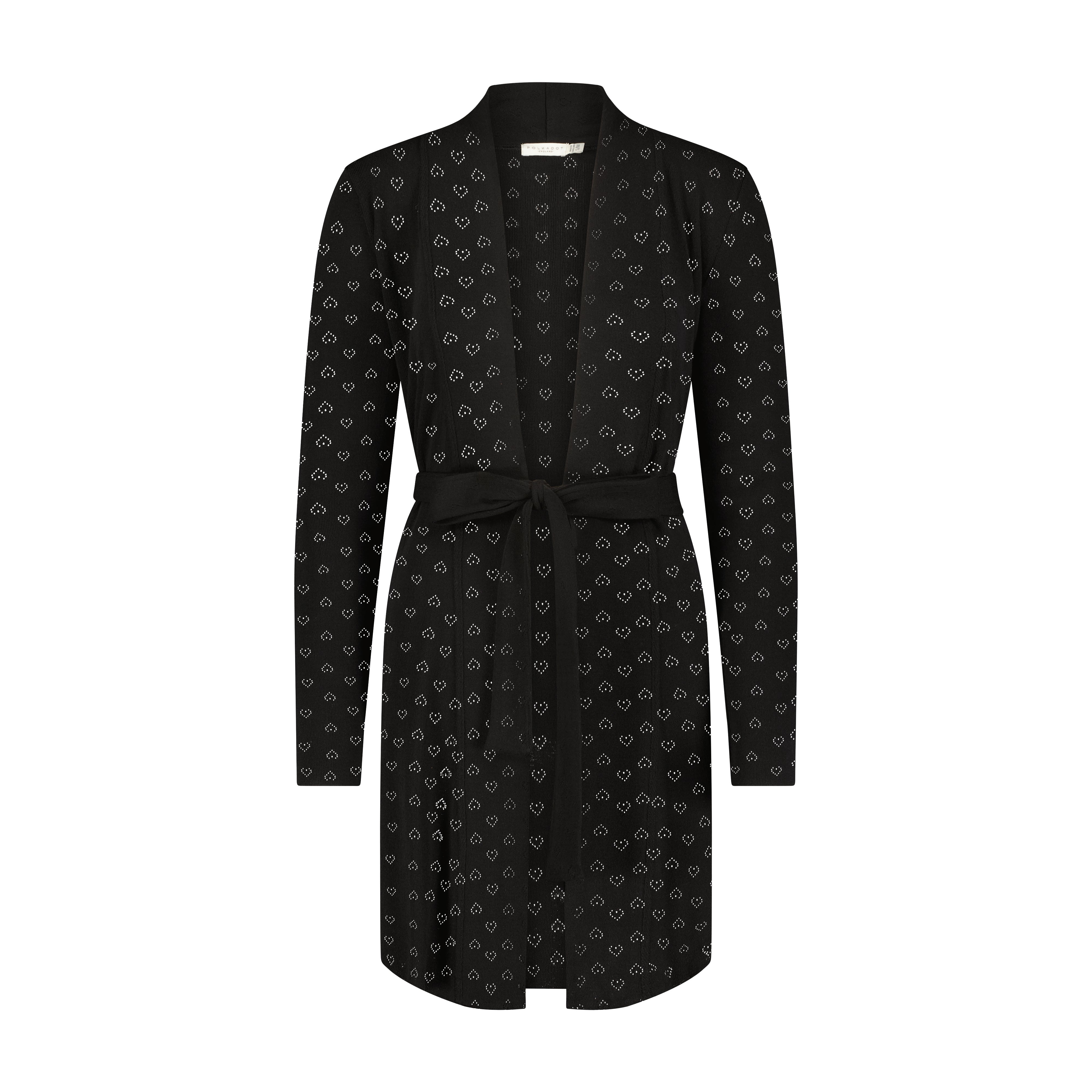 Cardigan Robe - Black Hearts Pointelle