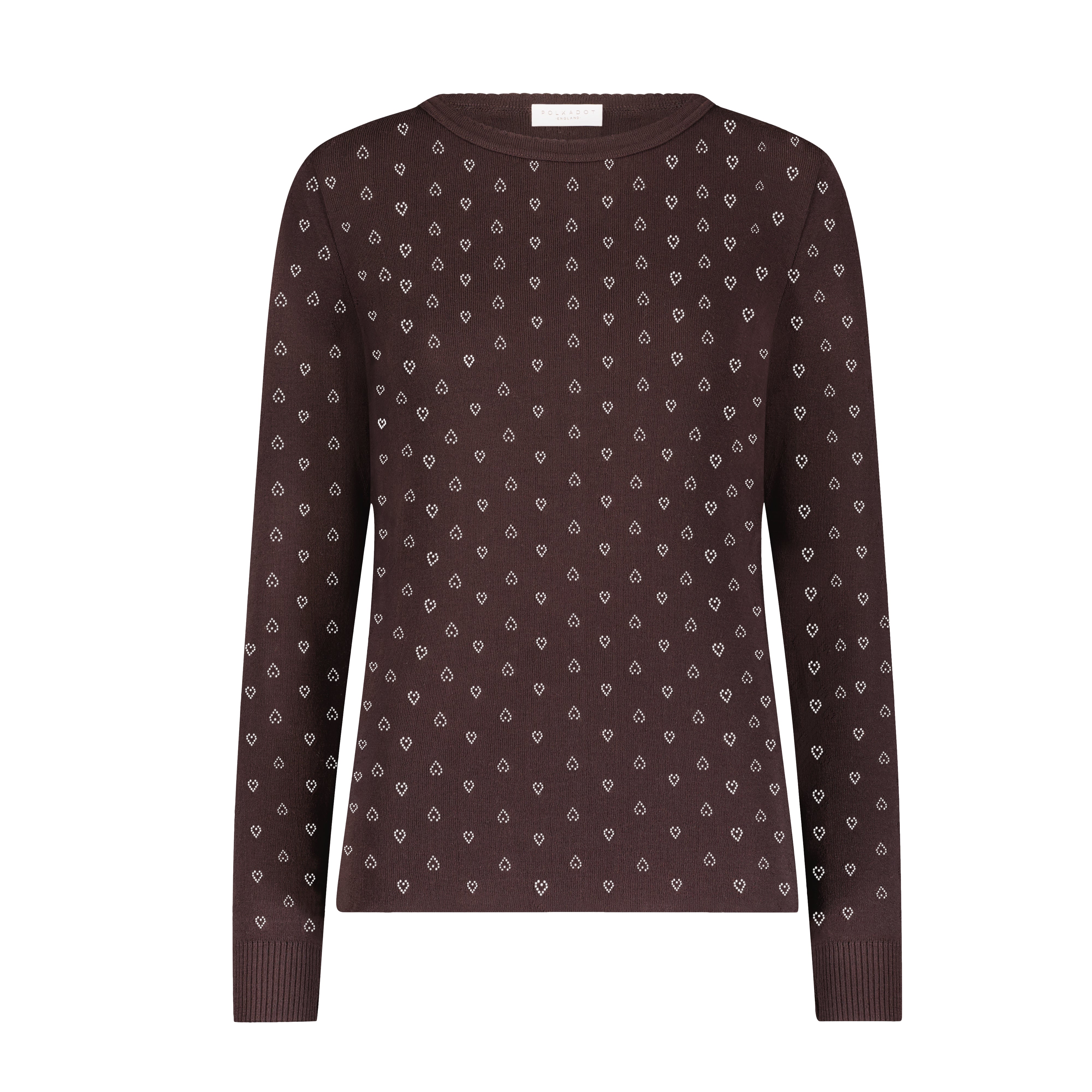 Rachel Slouchy - Brown Hearts Pointelle