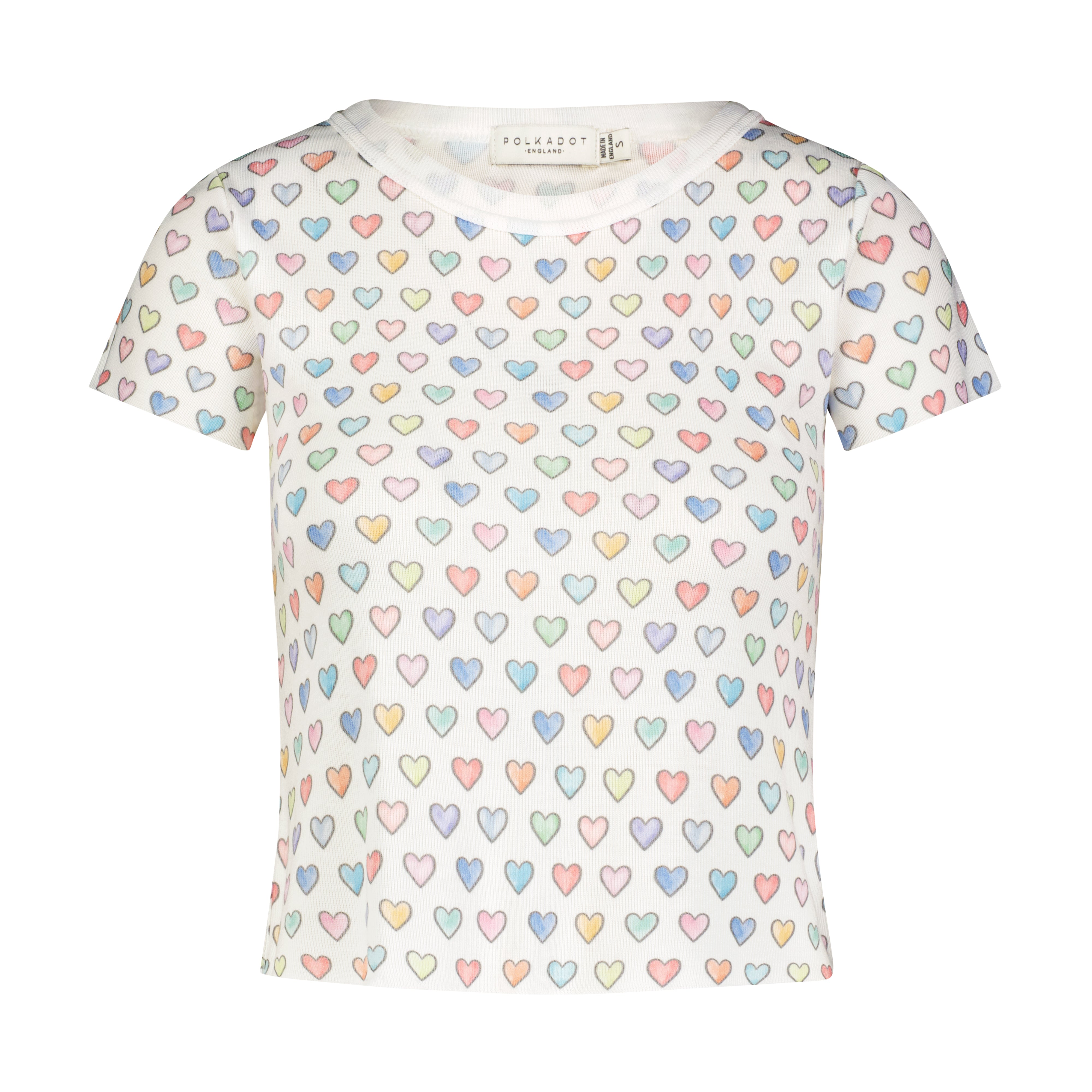 Polkadot SET Baby Crop Tee & Long Short - Rainbow Hearts Print