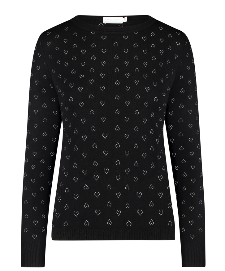 Rachel Slouchy - Black Hearts Pointelle in L/XL only