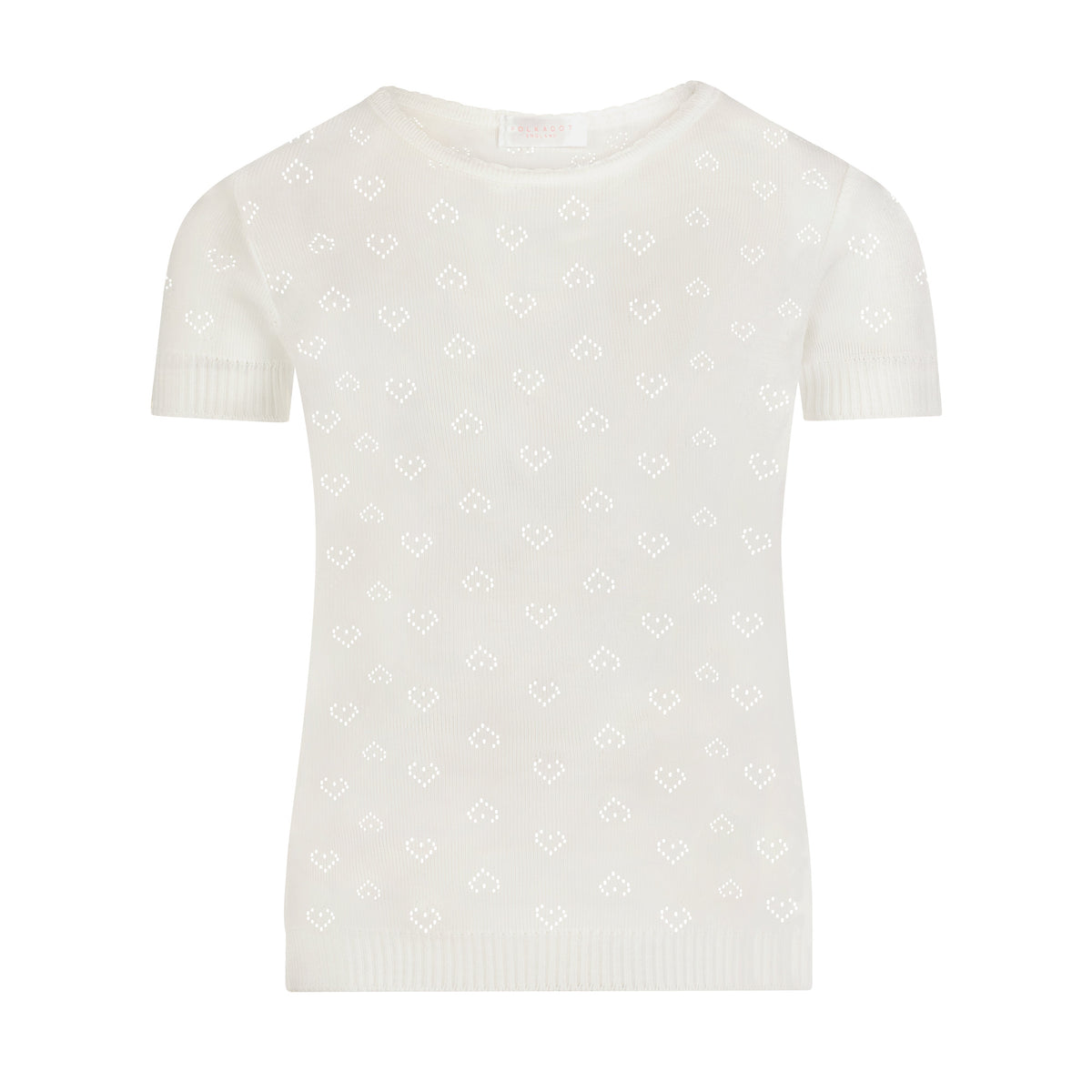 Girls Isabel Tee - Ivory Hearts Pointelle