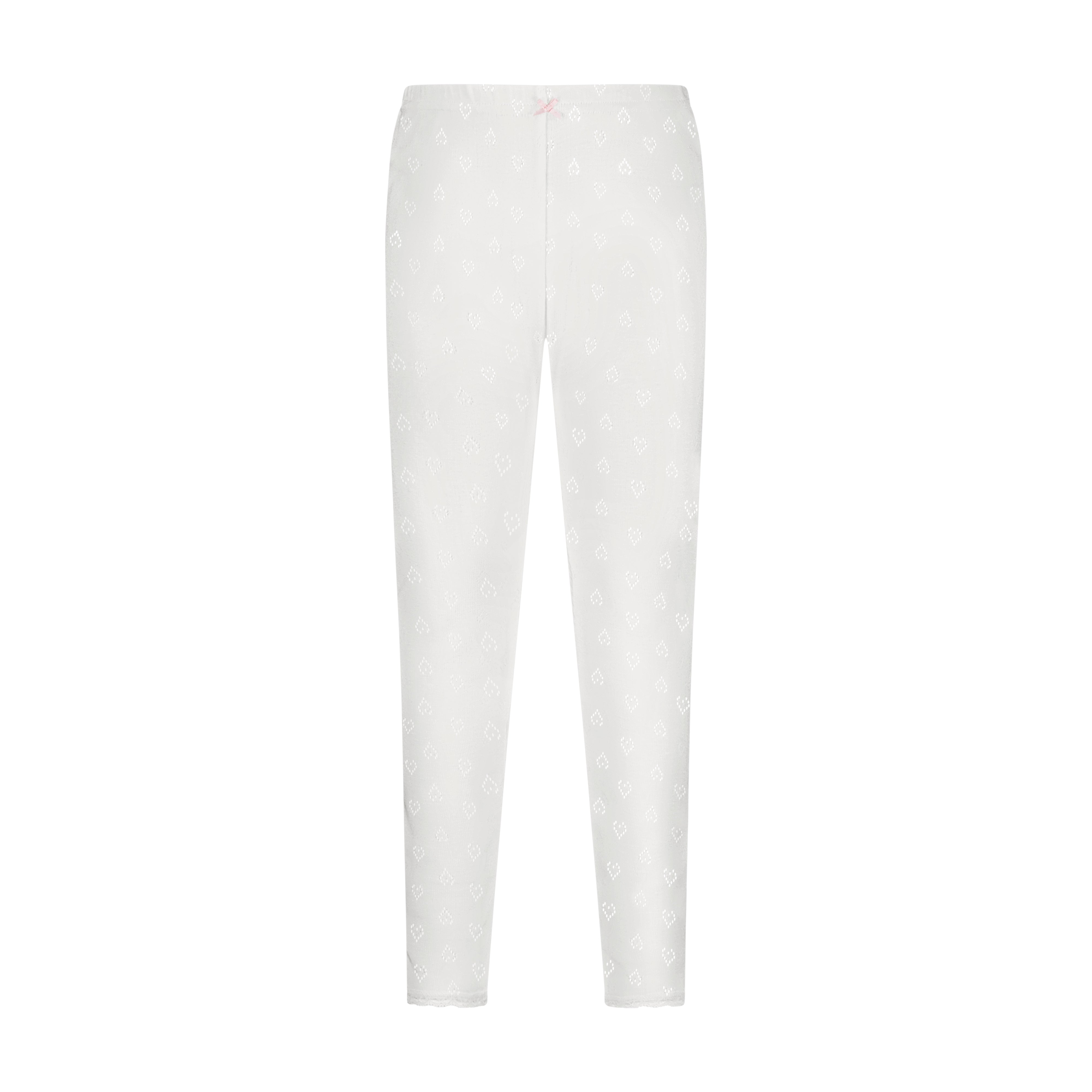 Girls & Baby Pant - Pearl White Hearts Pointelle