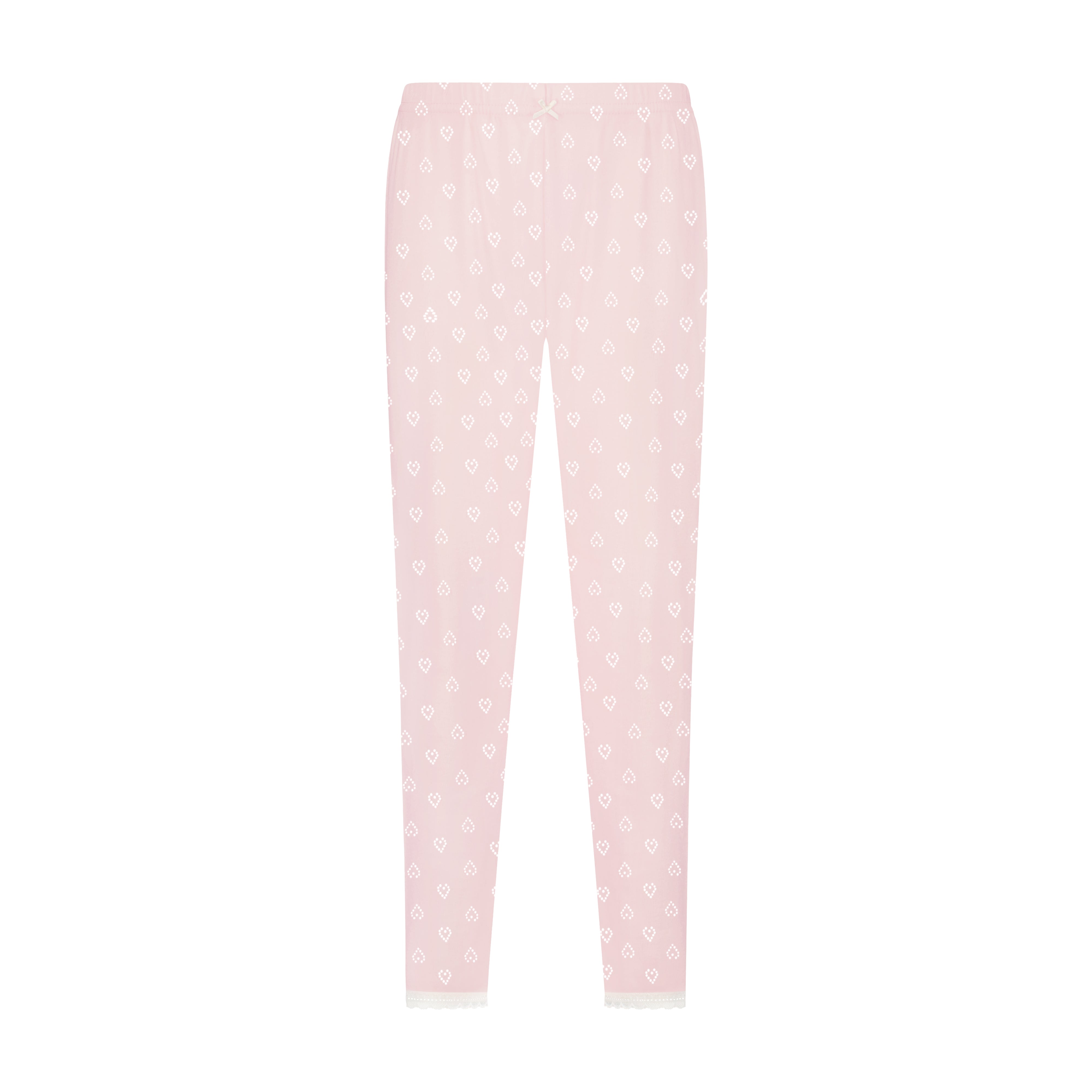 Girls & Baby Set Crew LS & Pant - Ballet Pink Hearts Pointelle