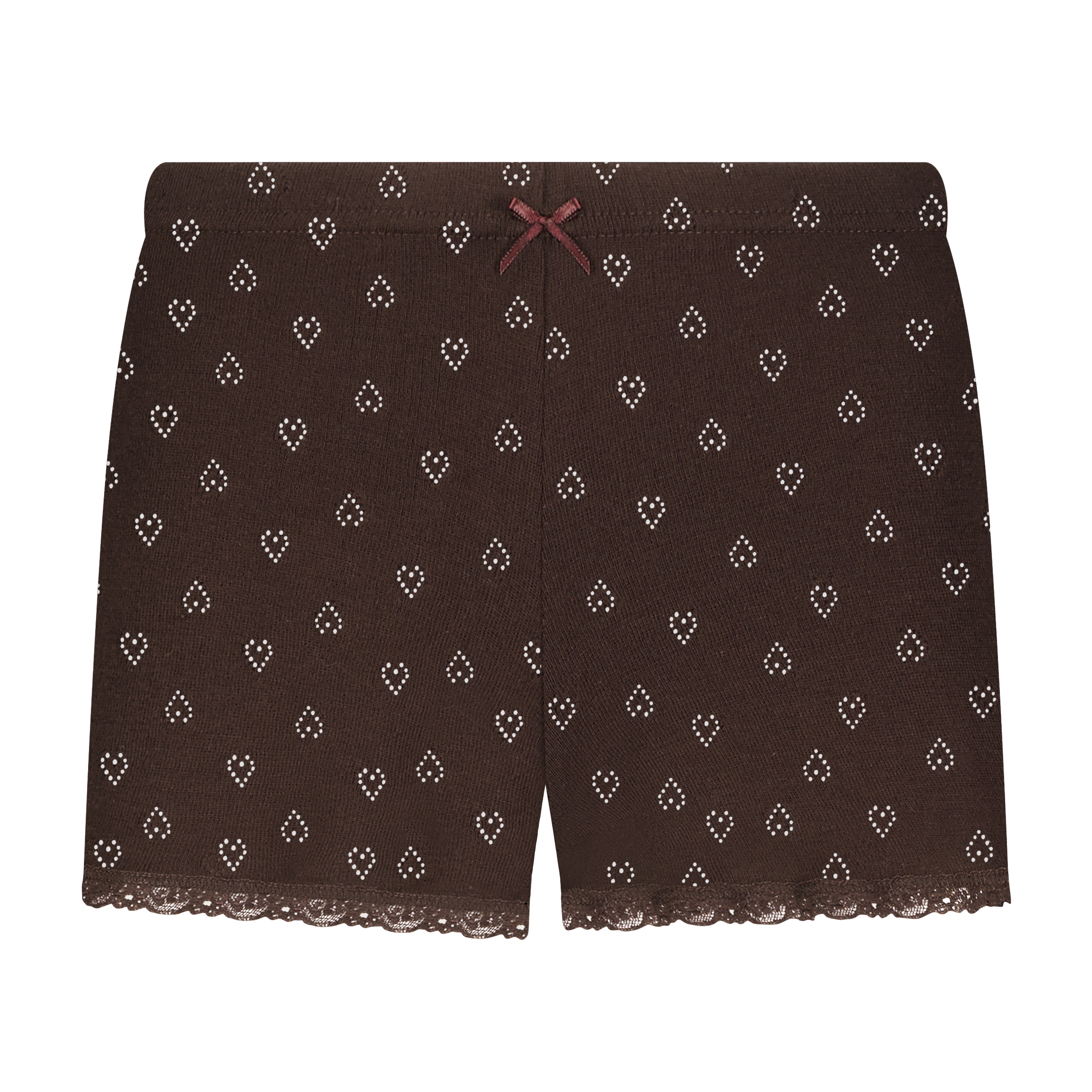 Short Mid Rise - Brown Hearts Pointelle