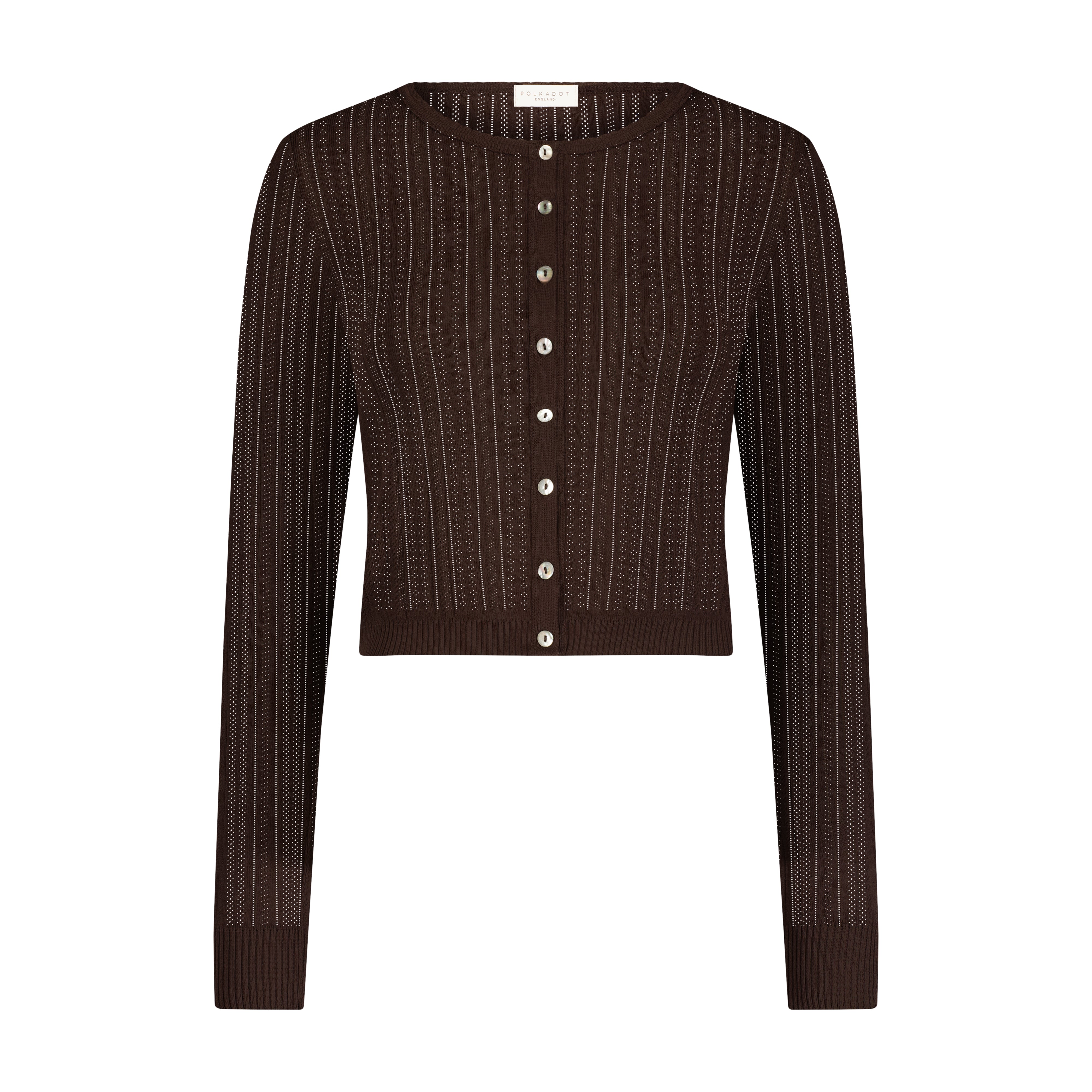 Cropped Cardigan - Brown Windsor Pointelle