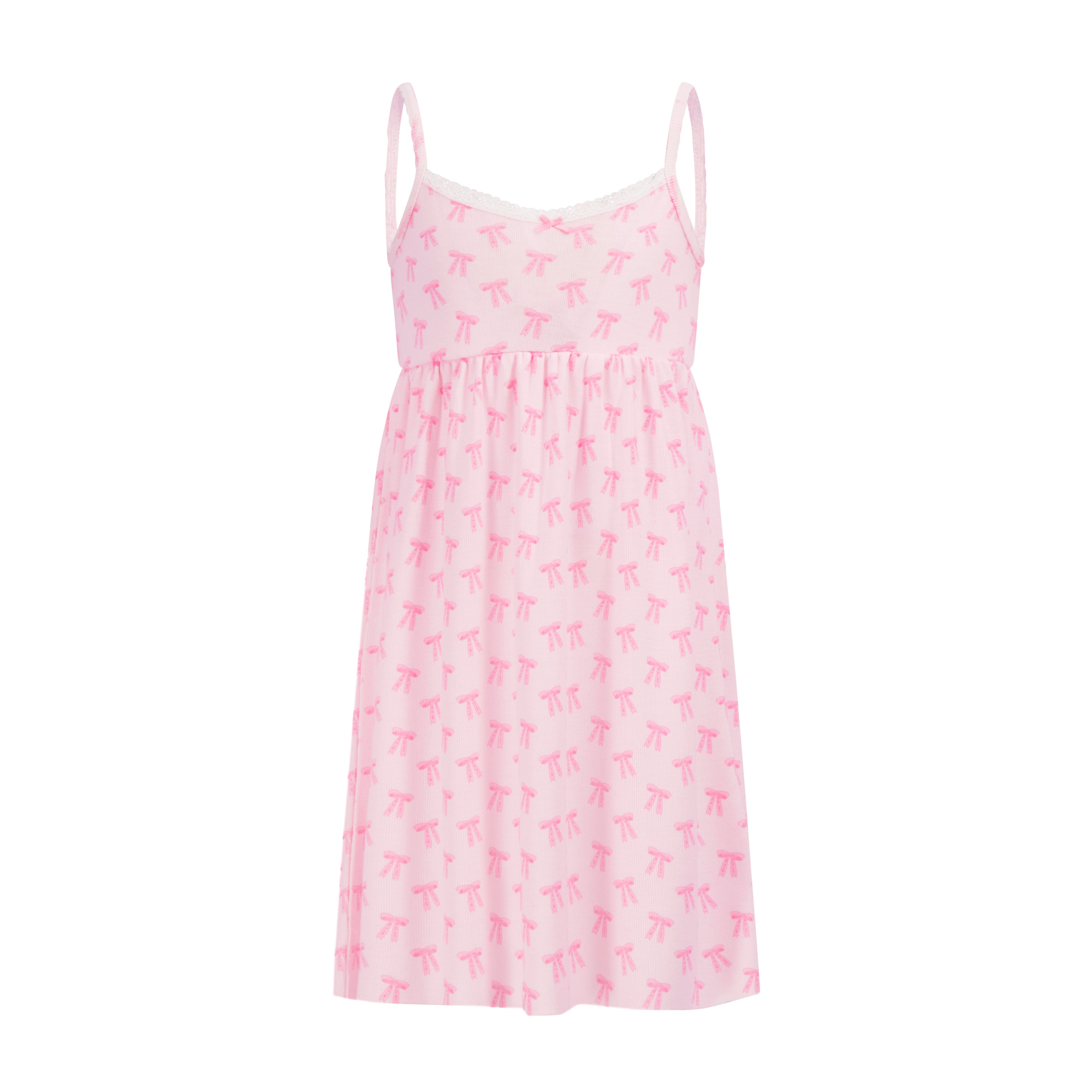 Girls Babydoll Gown - Pink Forever Love Bow Print