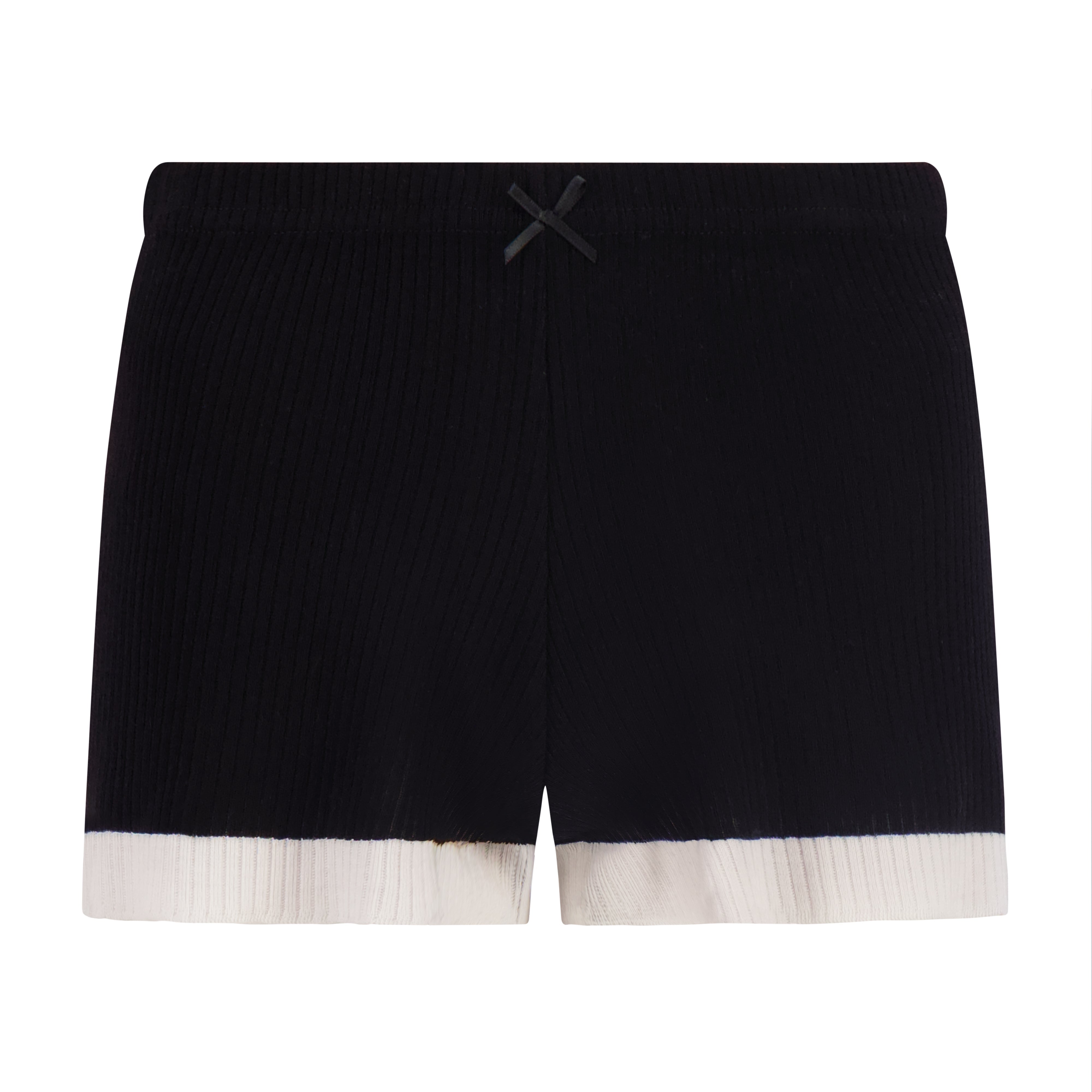 Short Mid Rise - Black Rib Knit w Ivory