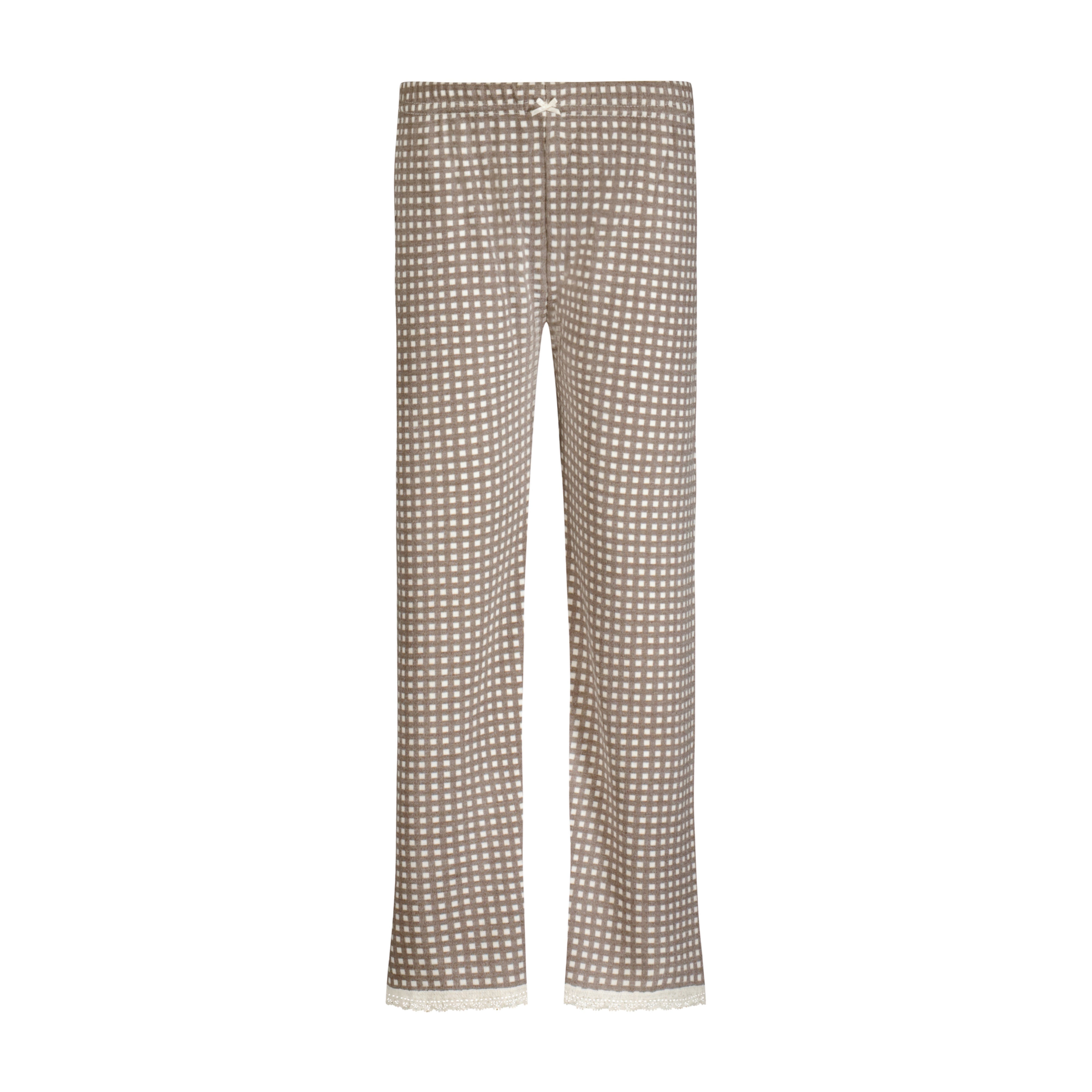 Girls Rachel Set Slouchy Top & Wide Leg Pant - Brown Gingham Print