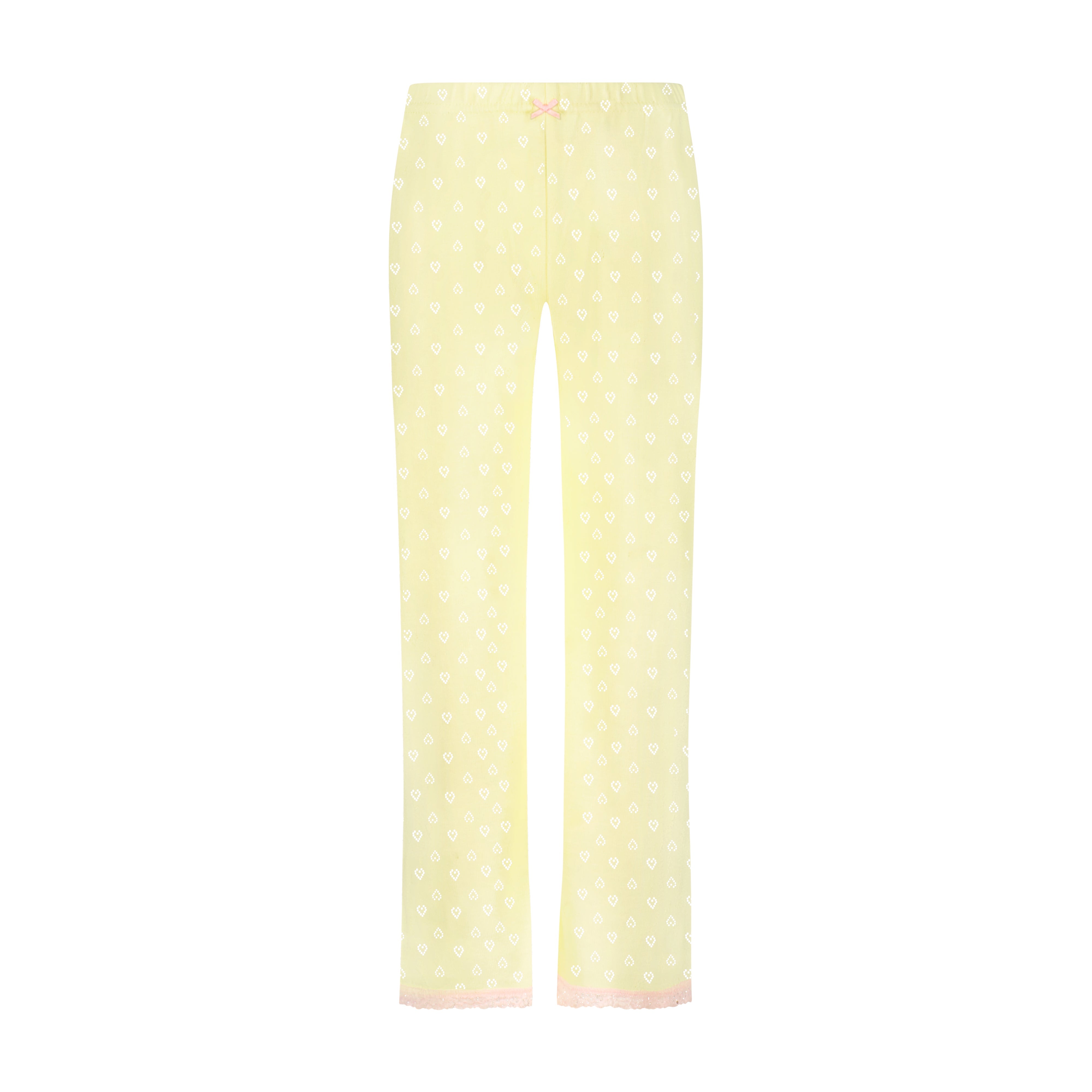 Girls & Baby Set V Long Sleeve w Wide Leg Pant - Lemon Hearts Pointelle