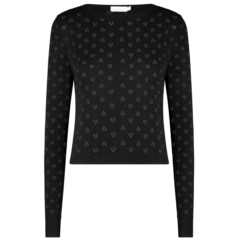 Parker Cropped Slouchy - Black Hearts Pointelle