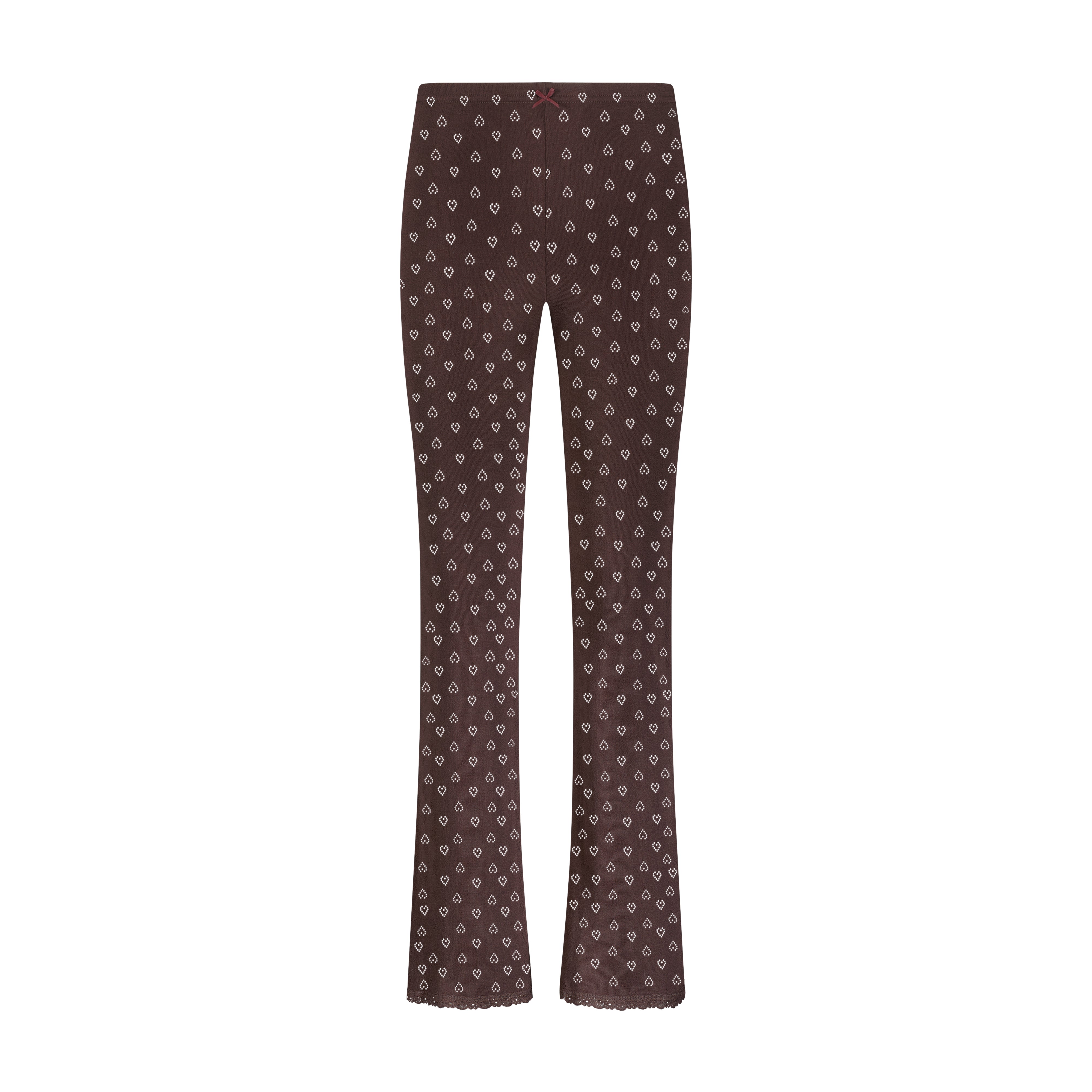 Long Pant - Brown Hearts Pointelle