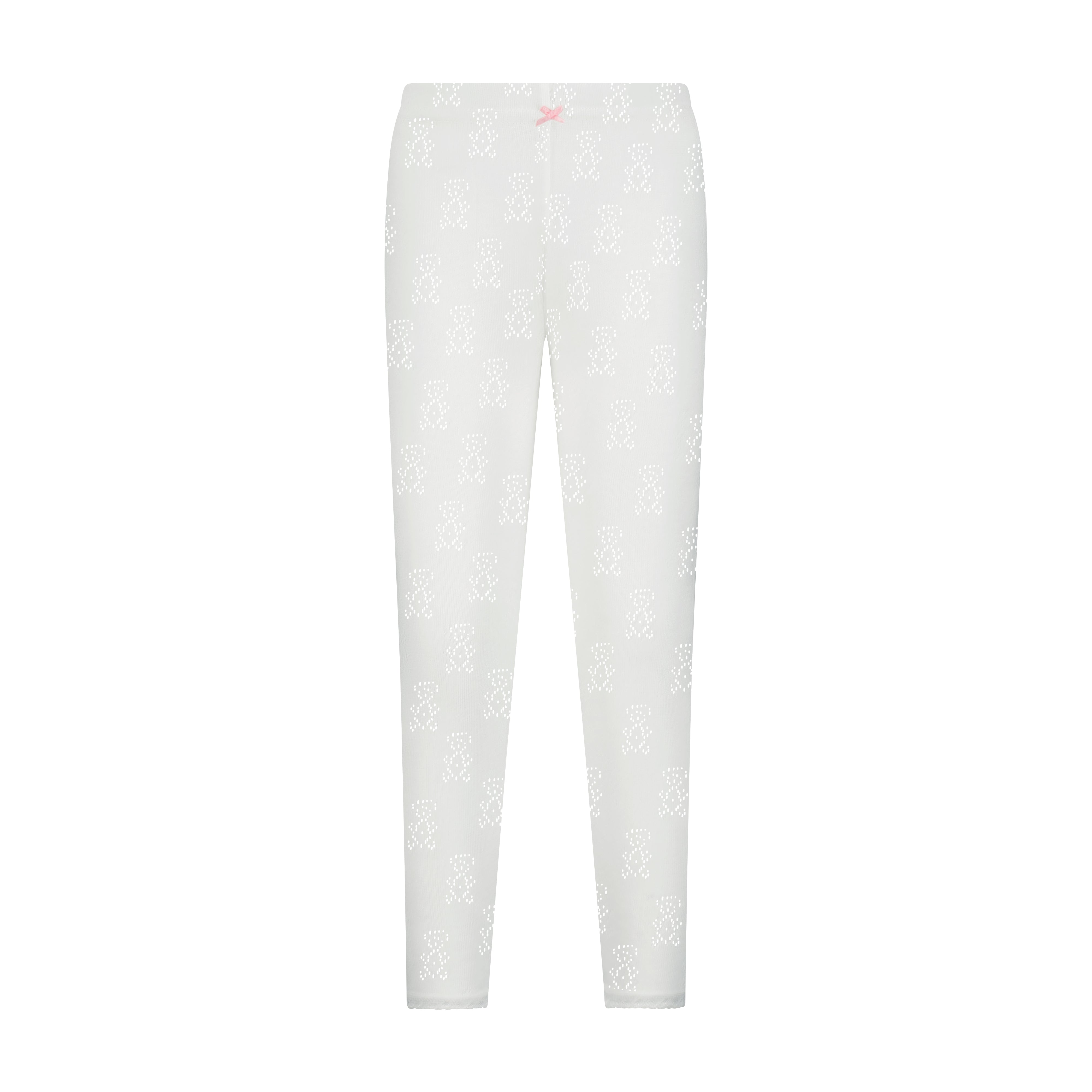 Baby Girl Pant - Pearl White Teddybear Pointelle