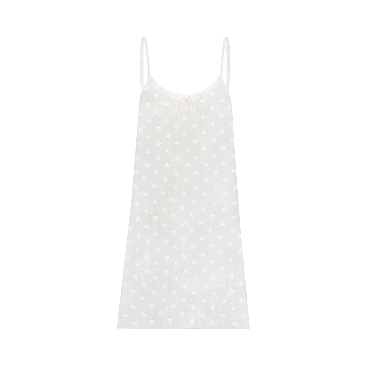 Cecilia A-Line Nightgown - Pearl White Hearts Pointelle
