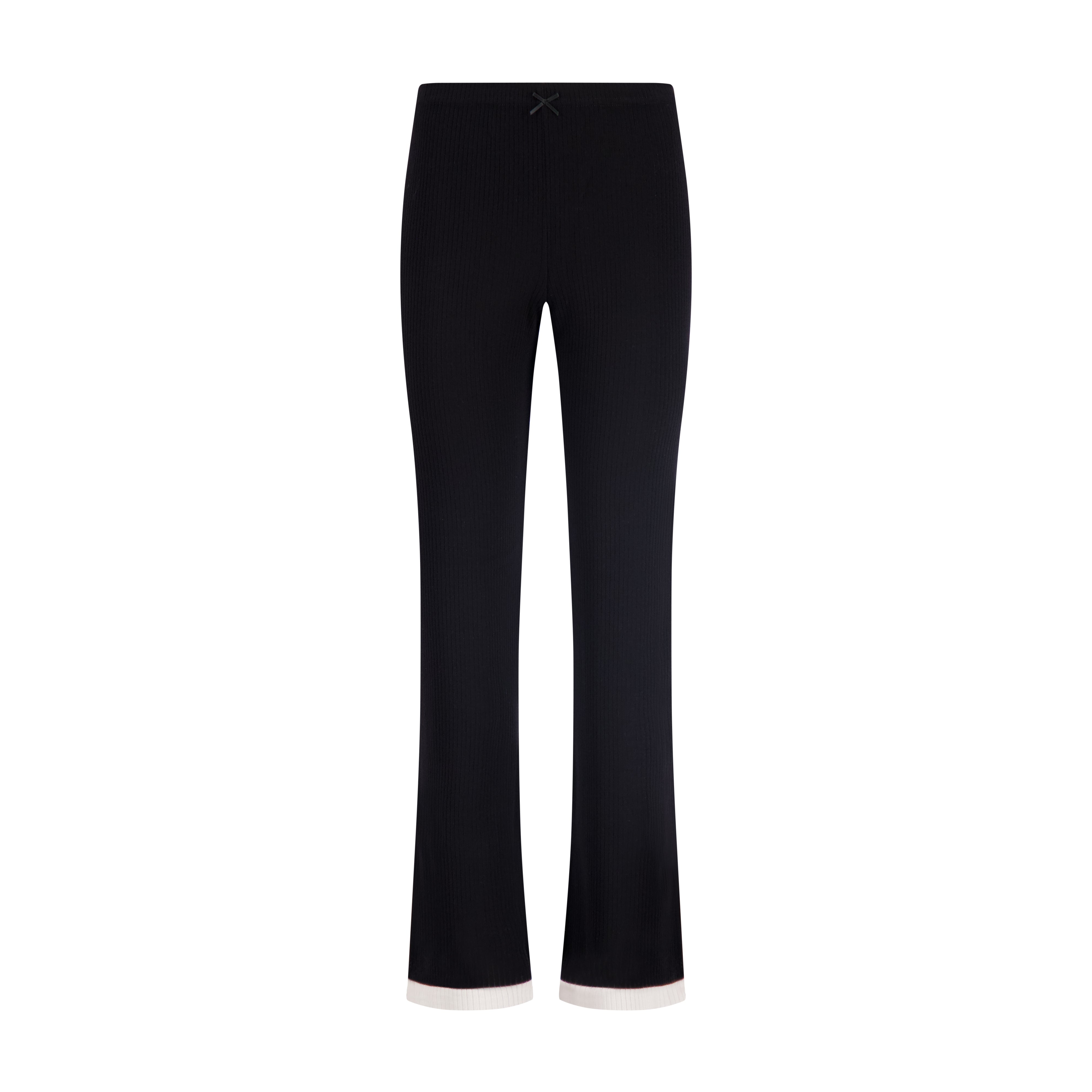 Long Pant - Black Rib Knit w Ivory