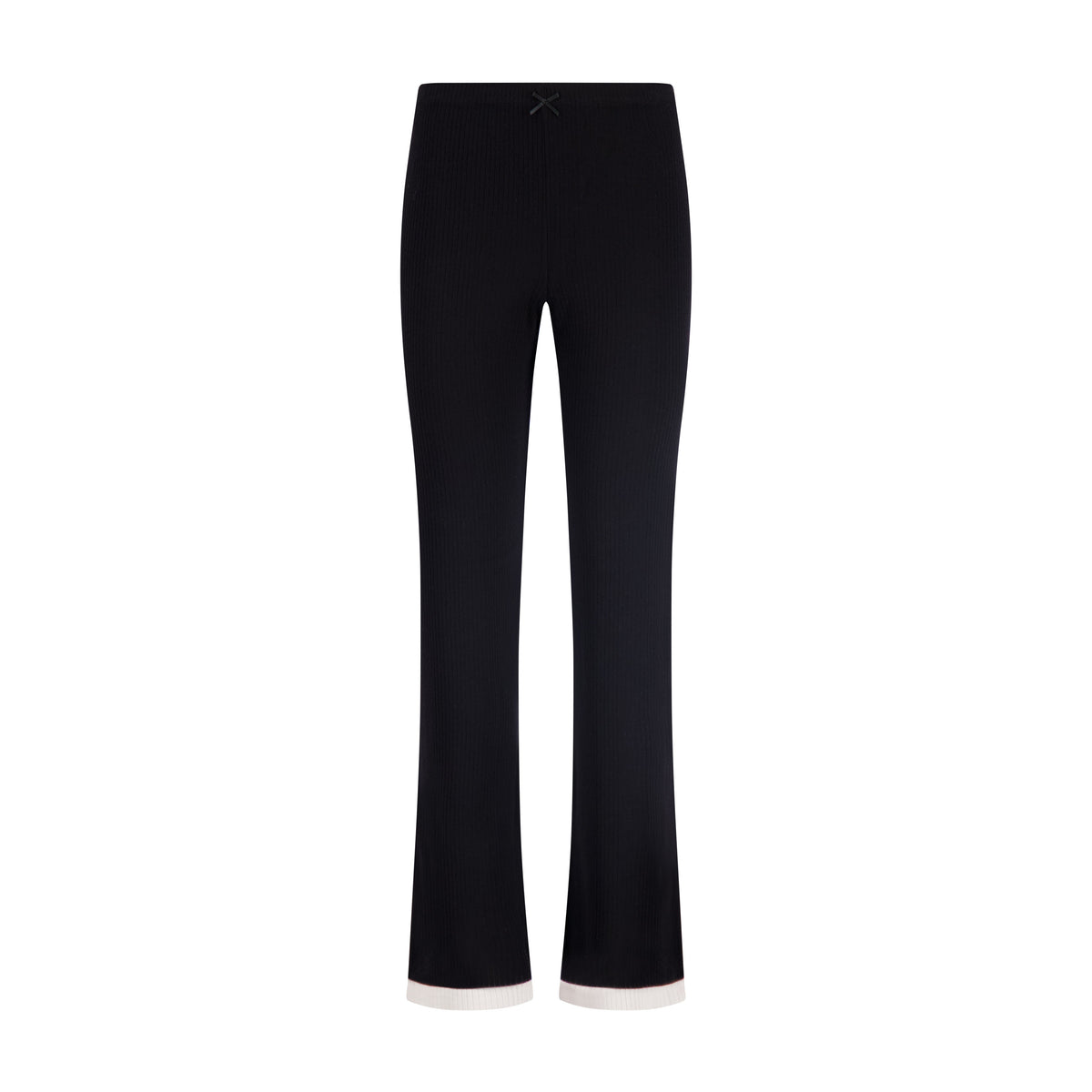 Natalie Pant - Black Rib Knit w Ivory